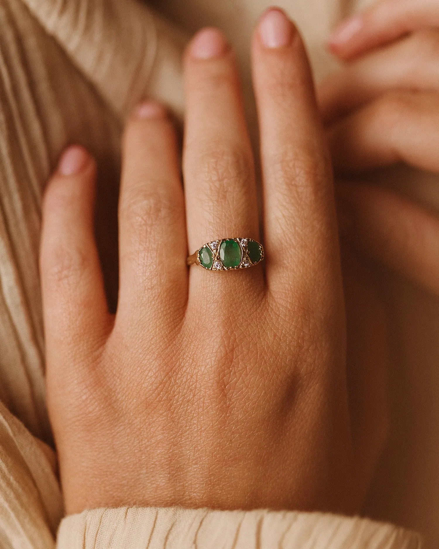 Violet 9ct Gold Emerald & Diamond Ring sold by Rock n Rose product image thumbnail 2