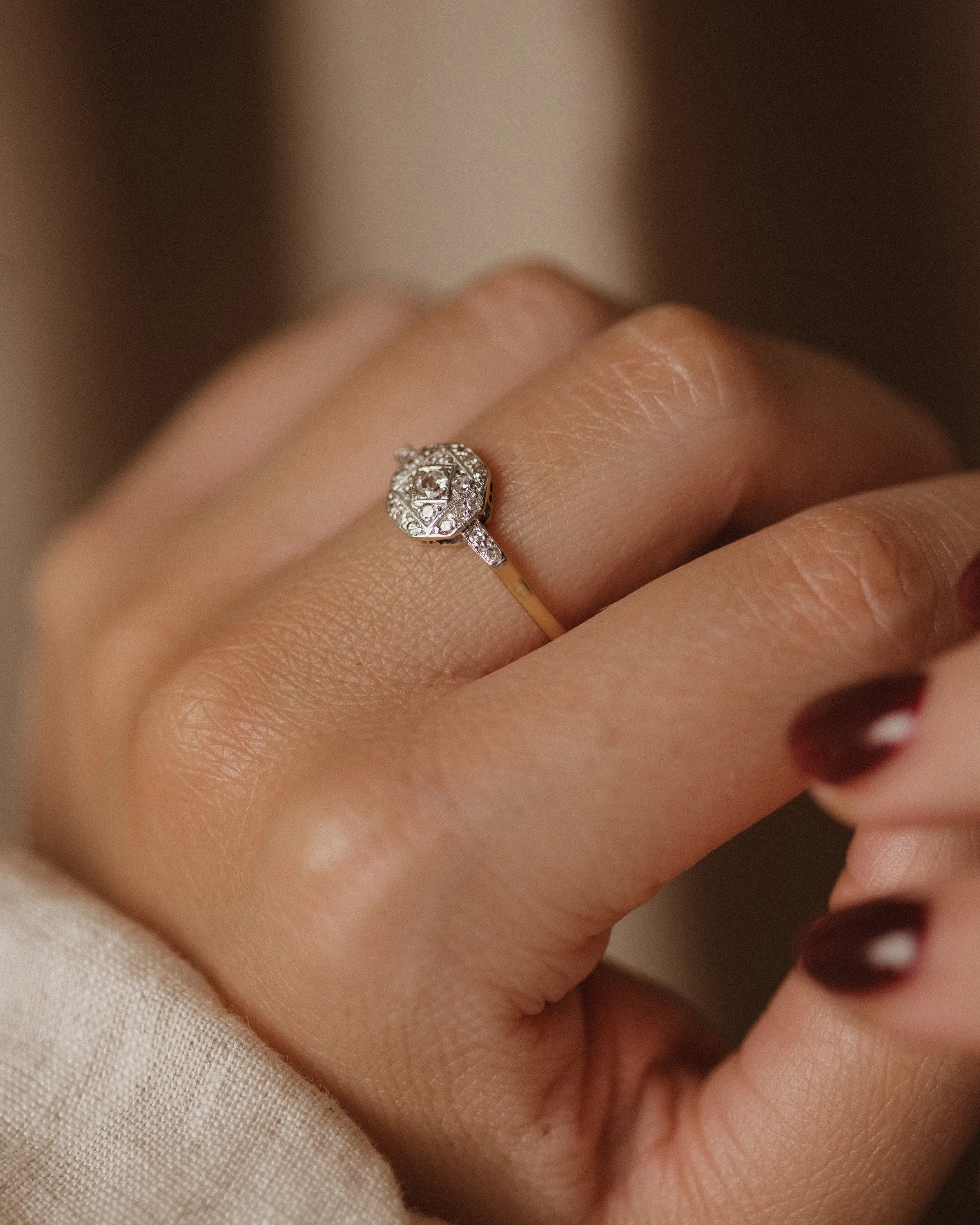 Daphne Antique Art Deco 18ct Gold Diamond Ring sold by Rock n Rose product image thumbnail 3