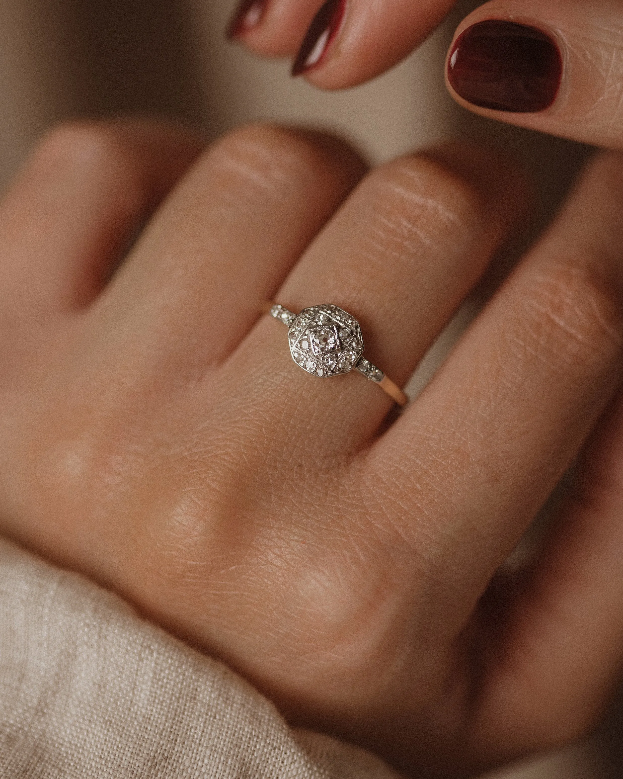 Daphne Antique Art Deco 18ct Gold Diamond Ring sold by Rock n Rose