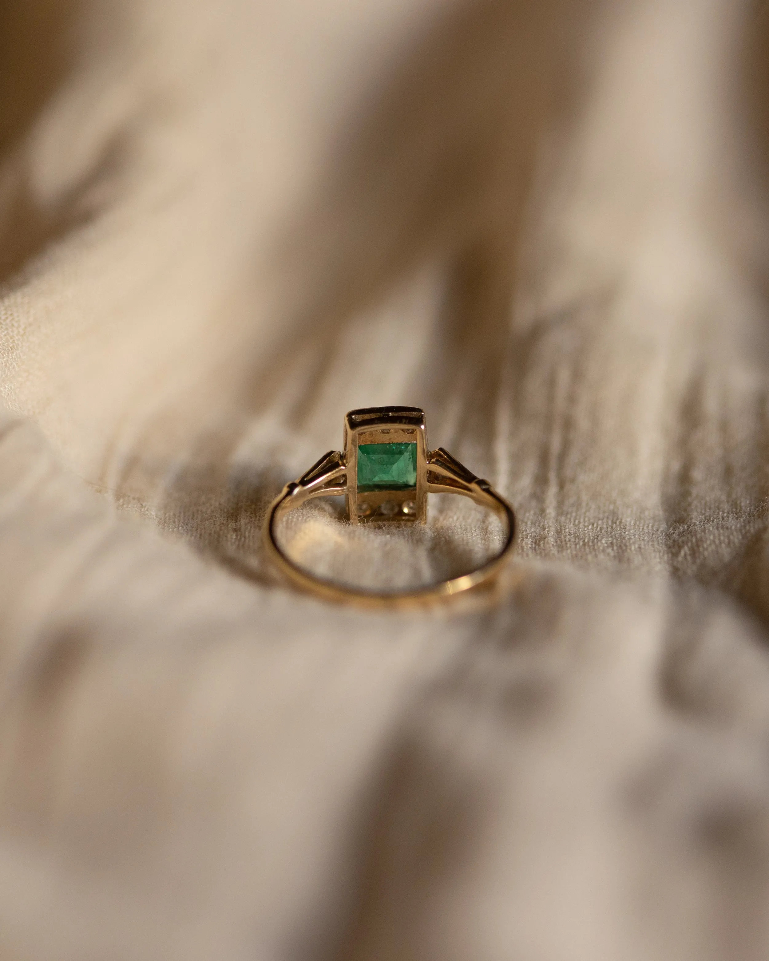 Marianne Antique Art Deco 18ct Gold Emerald & Diamond Ring sold by Rock n Rose product image thumbnail 5