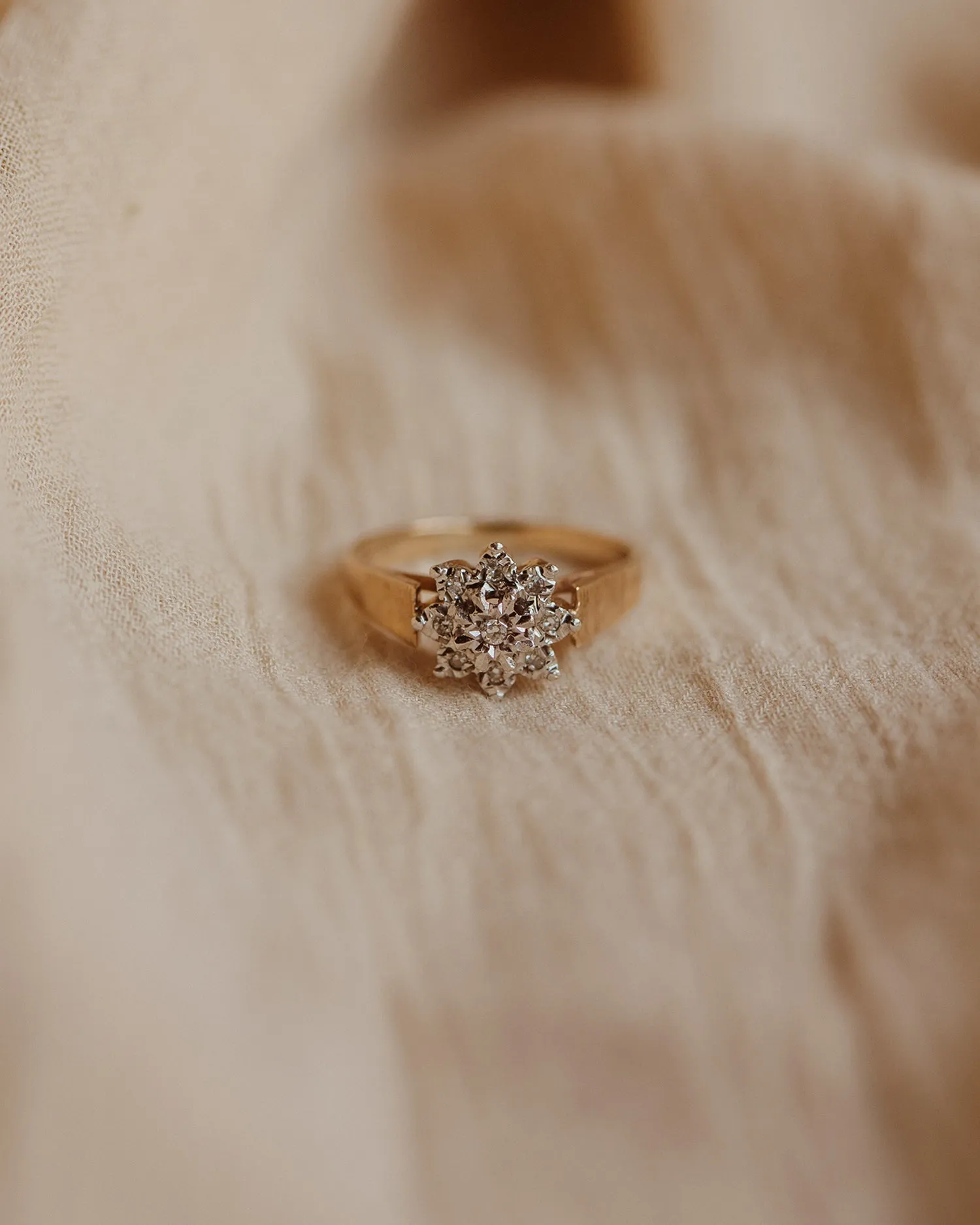 Theodora 9ct Gold Vintage Diamond Cluster Ring sold by Rock n Rose product image thumbnail 2