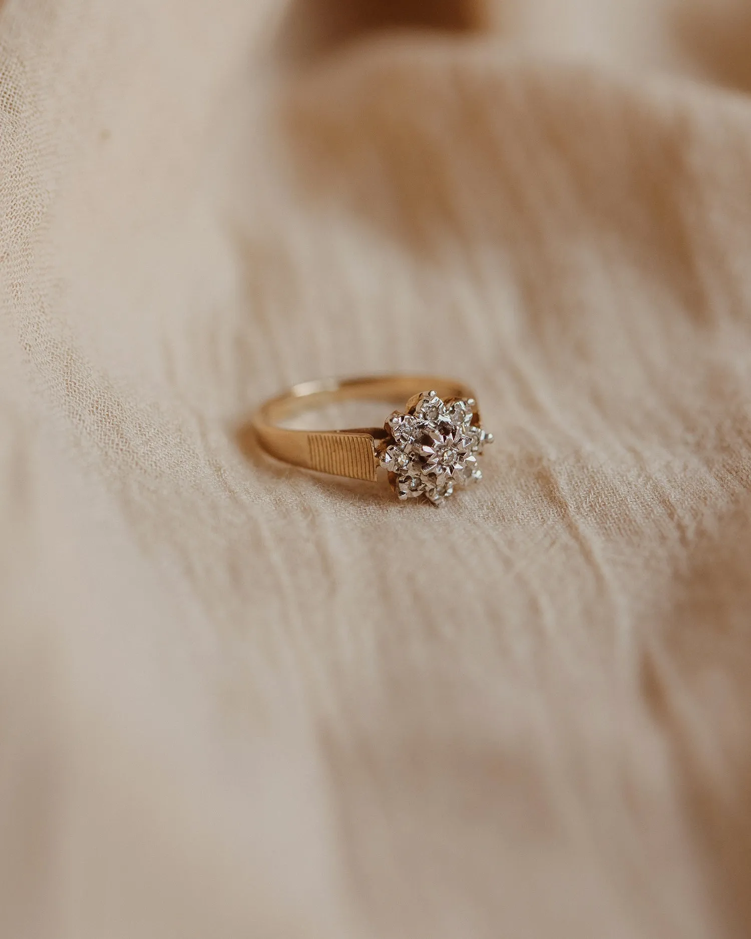 Theodora 9ct Gold Vintage Diamond Cluster Ring sold by Rock n Rose product image thumbnail 3