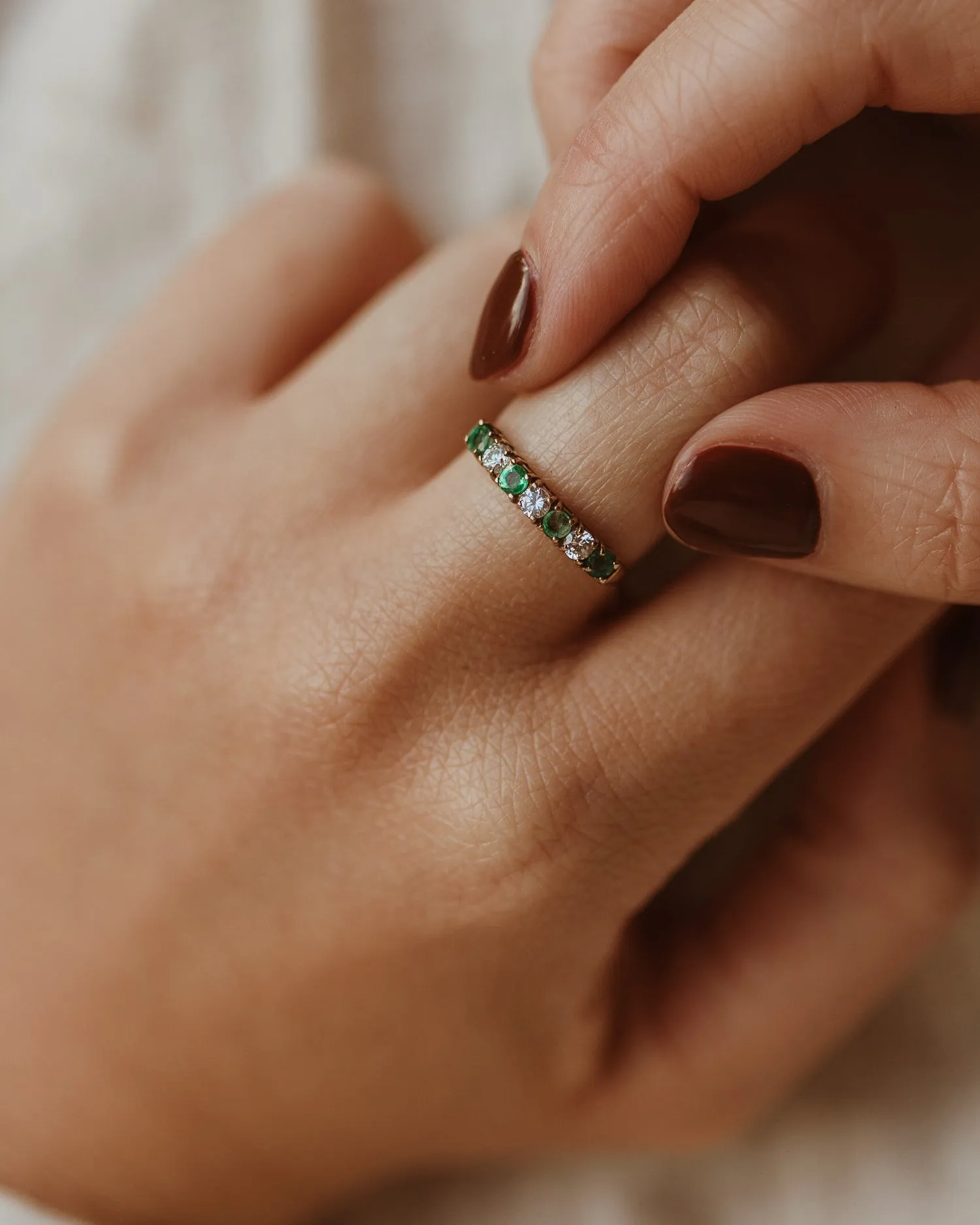 Simone 9ct Gold Emerald Half Eternity Ring sold by Rock n Rose product image thumbnail 2