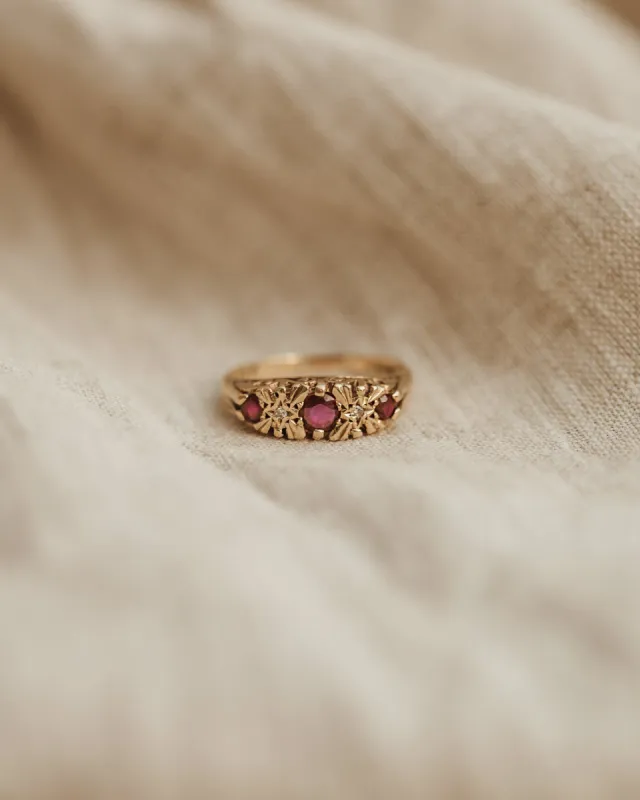 Quinn 9ct Gold Ruby & Diamond Ring sold by Rock n Rose