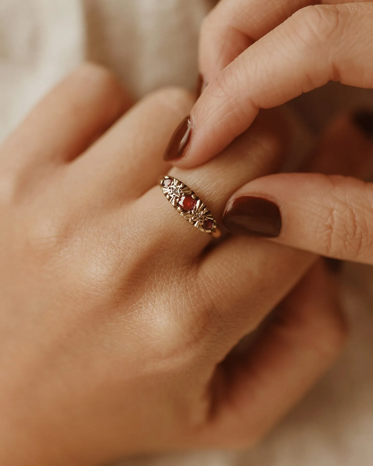 Quinn 9ct Gold Ruby & Diamond Ring sold by Rock n Rose product image thumbnail 2