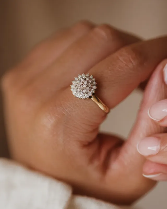Celestine Vintage 9ct Gold Diamond Cluster Ring sold by Rock n Rose
