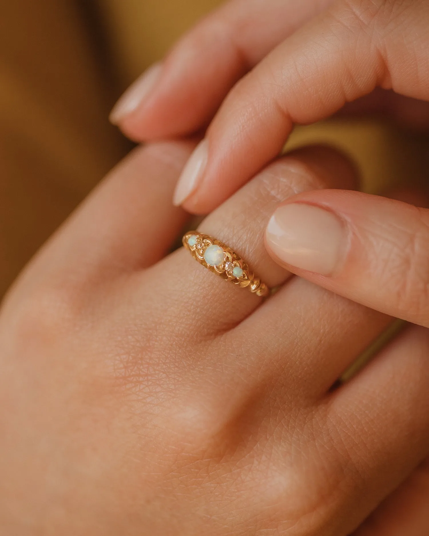 Matilda 1896 18ct Gold Opal & Diamond Victorian Ring sold by Rock n Rose