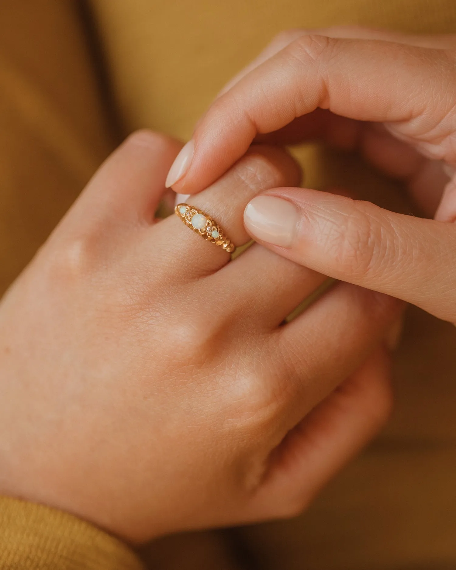 Matilda 1896 18ct Gold Opal & Diamond Victorian Ring sold by Rock n Rose product image thumbnail 5