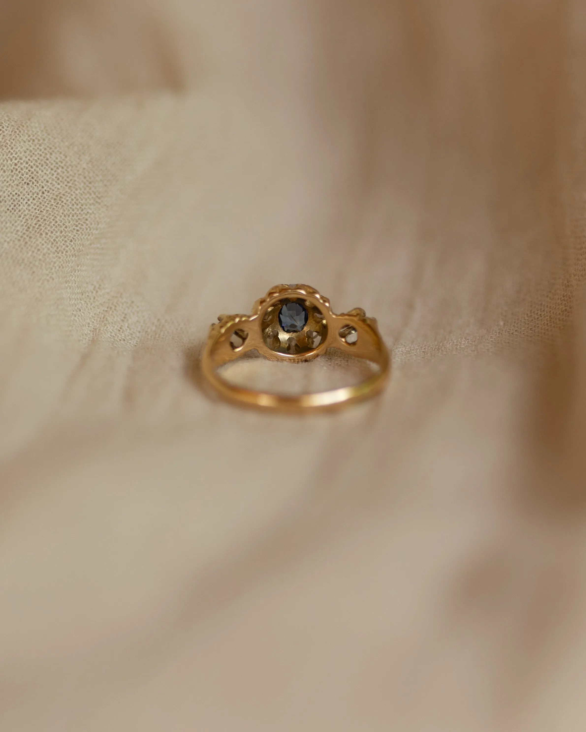 Eloise 1903 Antique 18ct Gold Sapphire & Diamond Cluster Ring sold by Rock n Rose product image thumbnail 5