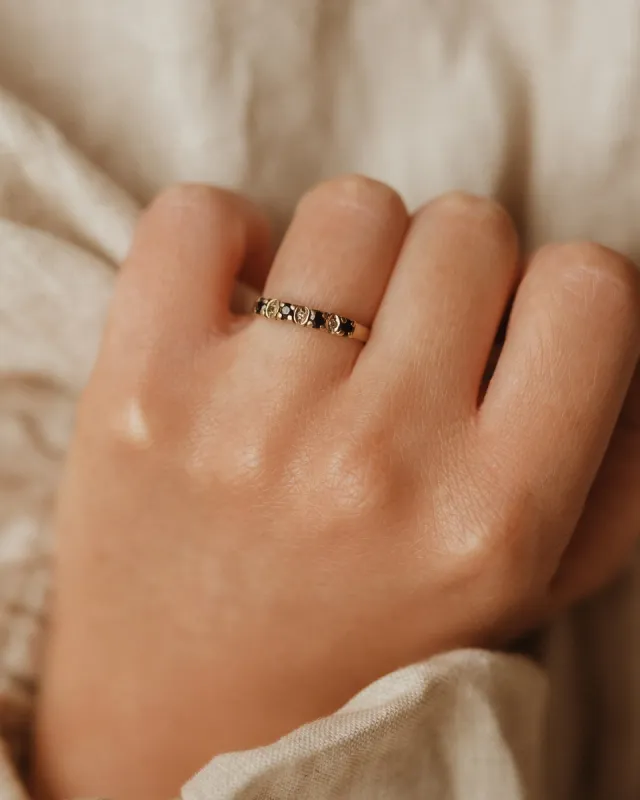 Eulalia 1983 9ct Gold Vintage Sapphire & Diamond Ring sold by Rock n Rose