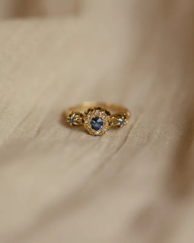 Eloise 1903 Antique 18ct Gold Sapphire & Diamond Cluster Ring sold by Rock n Rose