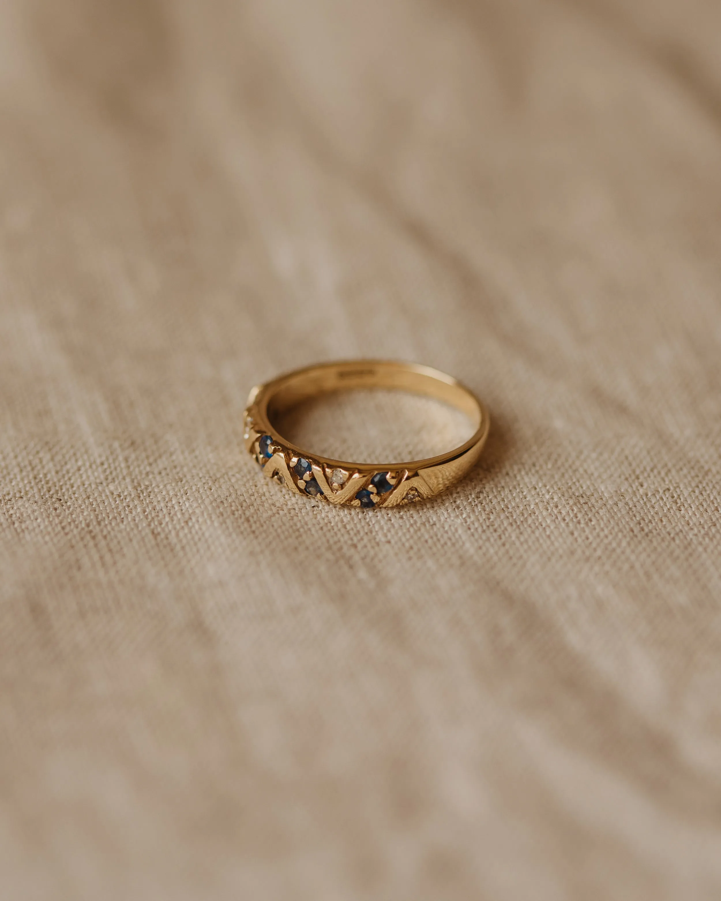 Geneva 9ct Gold Sapphire & Diamond Band Ring sold by Rock n Rose product image thumbnail 4