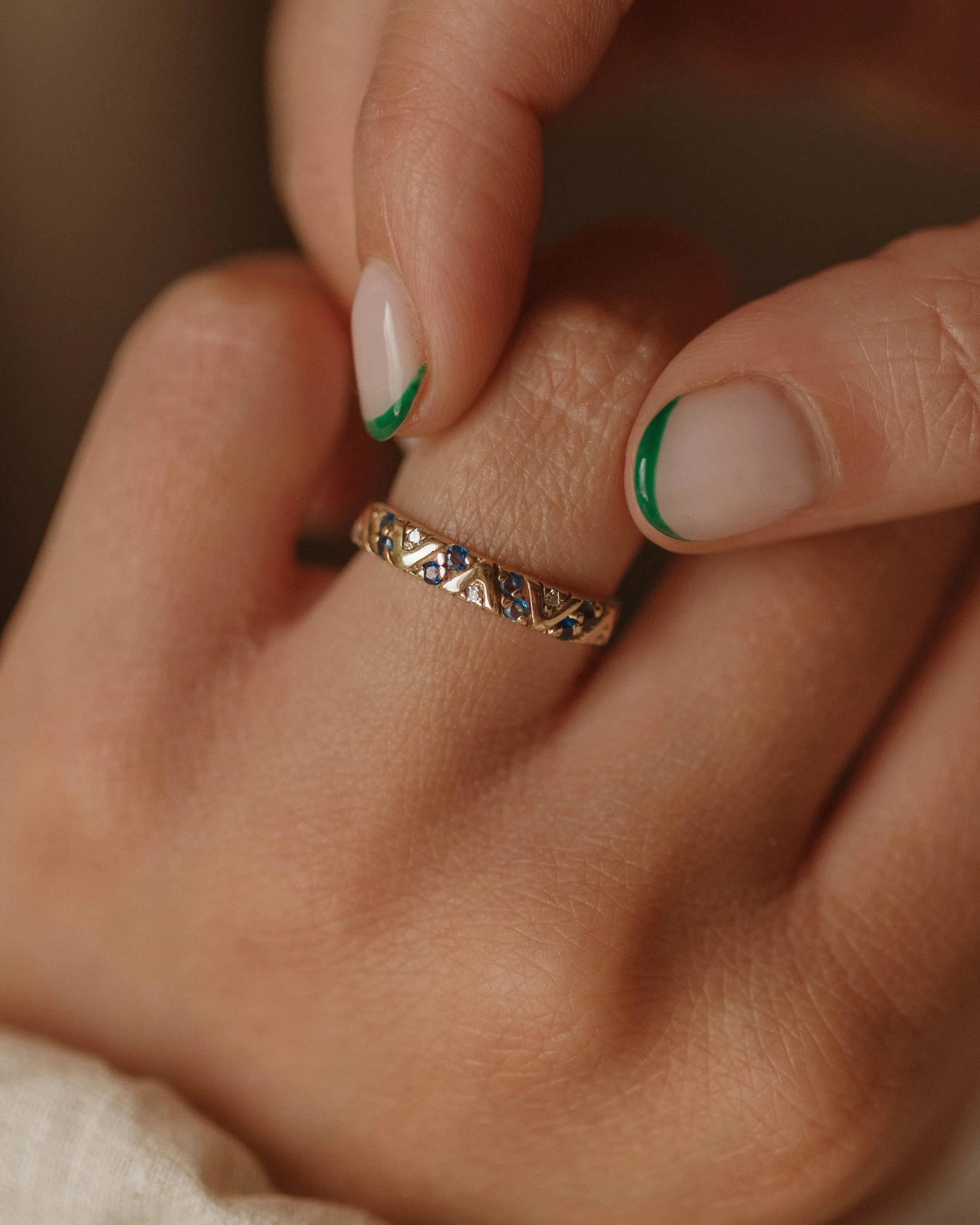 Geneva 9ct Gold Sapphire & Diamond Band Ring sold by Rock n Rose product image thumbnail 3