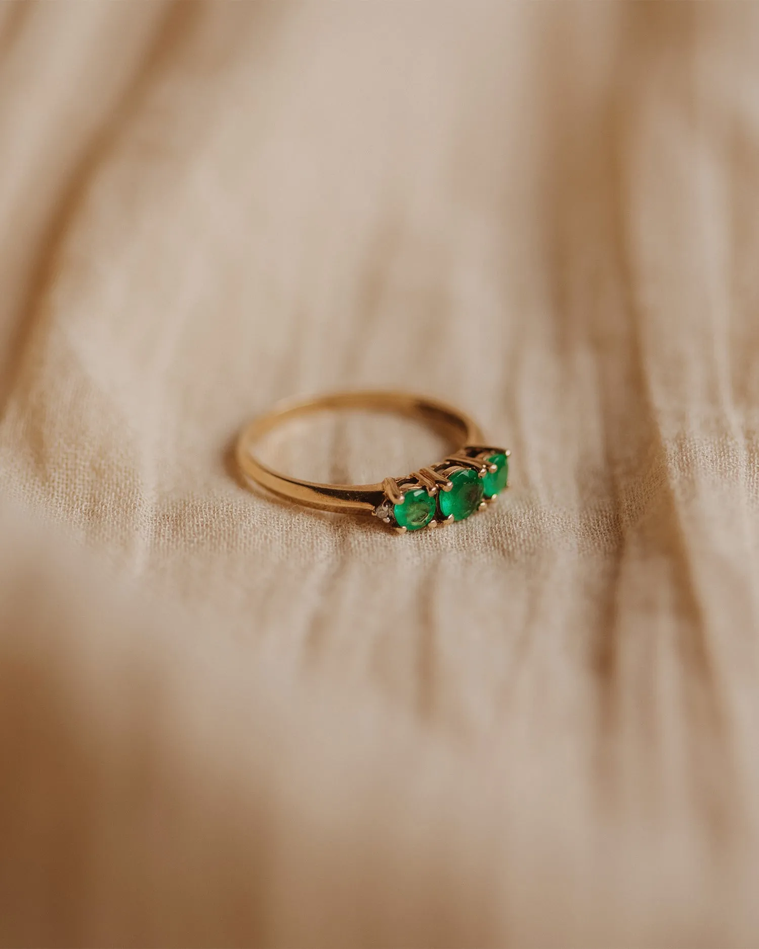 Tillie 9ct Gold Vintage Emerald & Diamond Ring sold by Rock n Rose product image thumbnail 3
