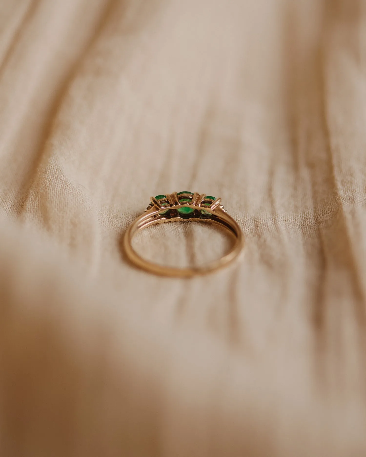 Tillie 9ct Gold Vintage Emerald & Diamond Ring sold by Rock n Rose product image thumbnail 4