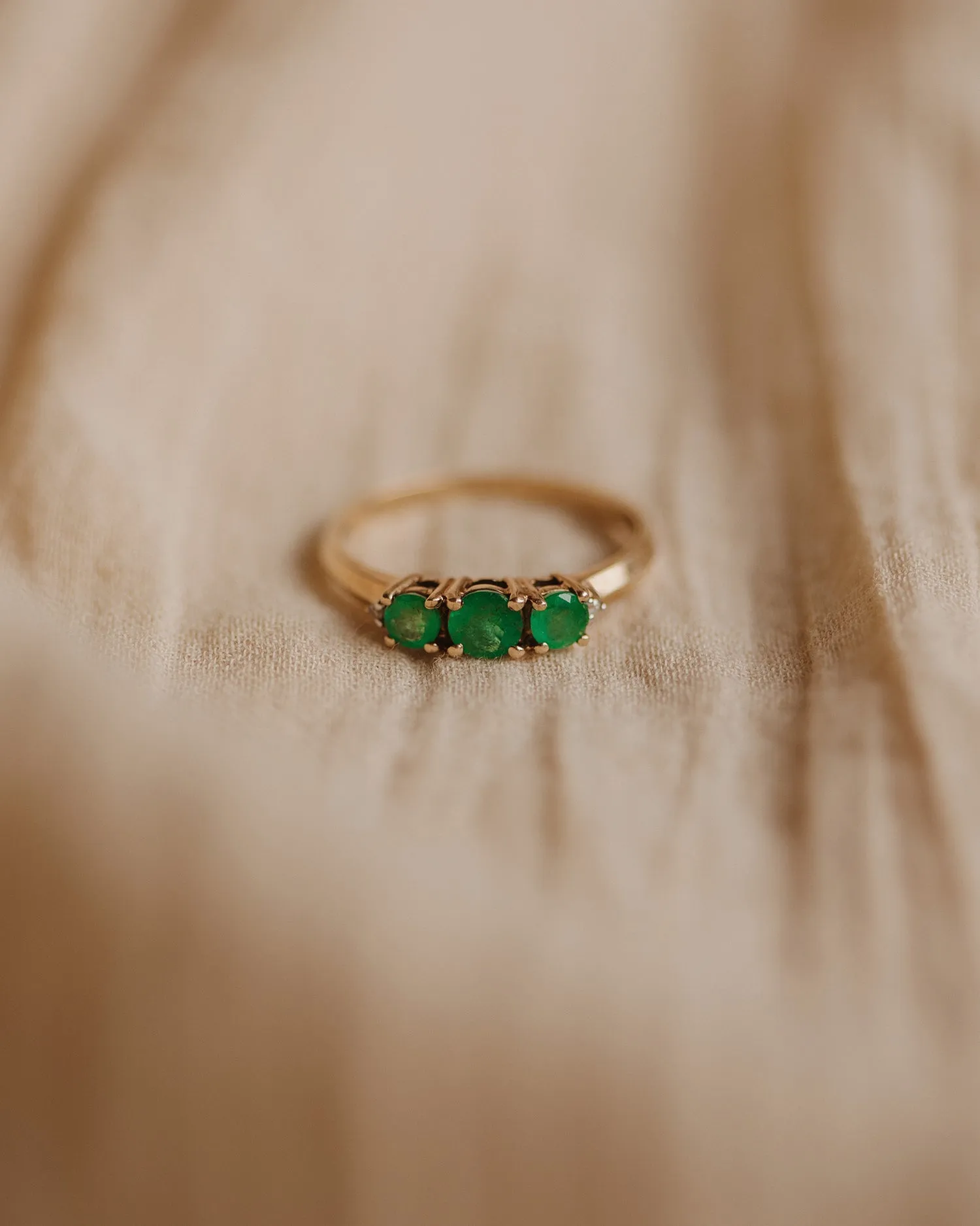 Tillie 9ct Gold Vintage Emerald & Diamond Ring sold by Rock n Rose product image thumbnail 2