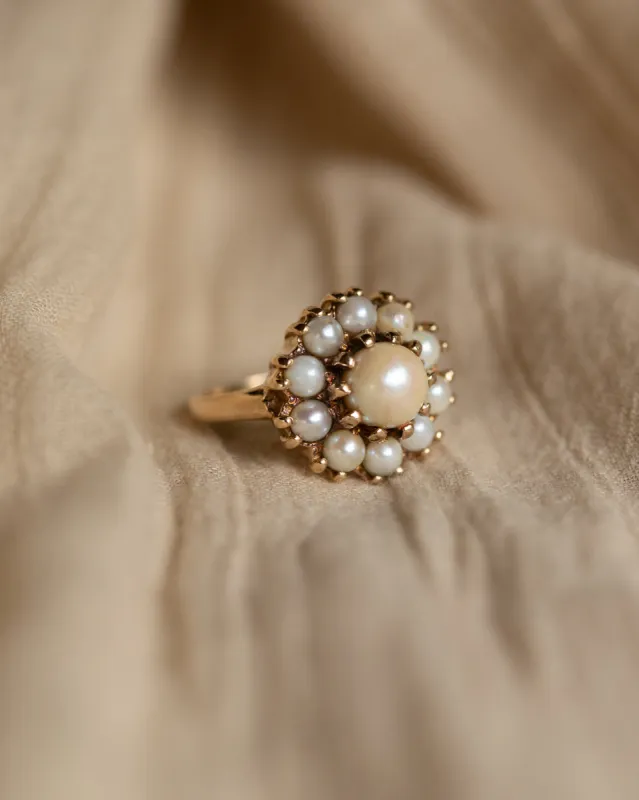 Heidi 1964 Vintage 9ct Gold Pearl Cluster Ring sold by Rock n Rose