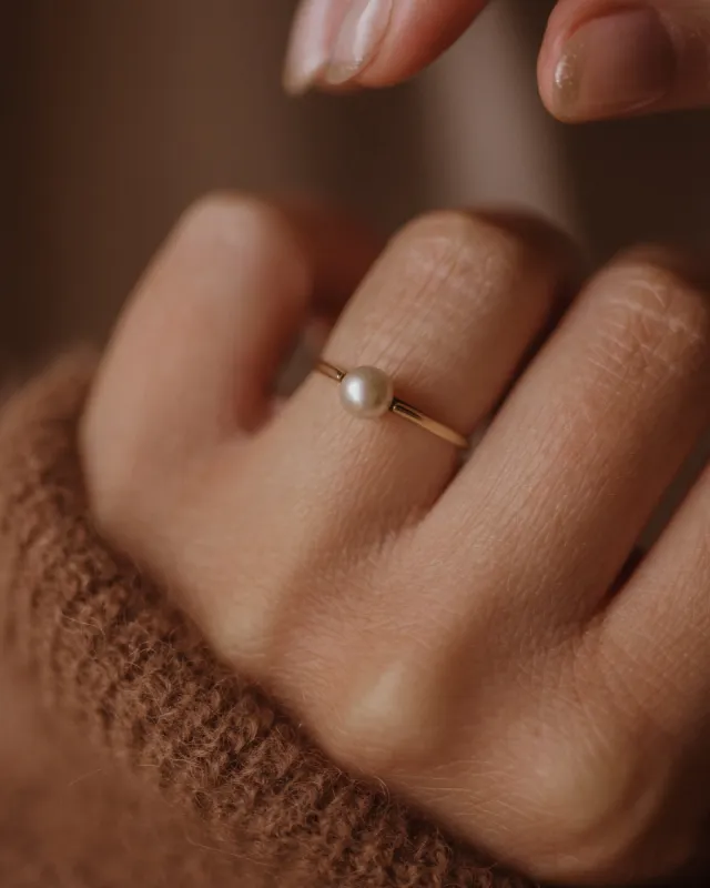 Antonia 1988 Vintage 9ct Gold Pearl Solitaire Ring sold by Rock n Rose