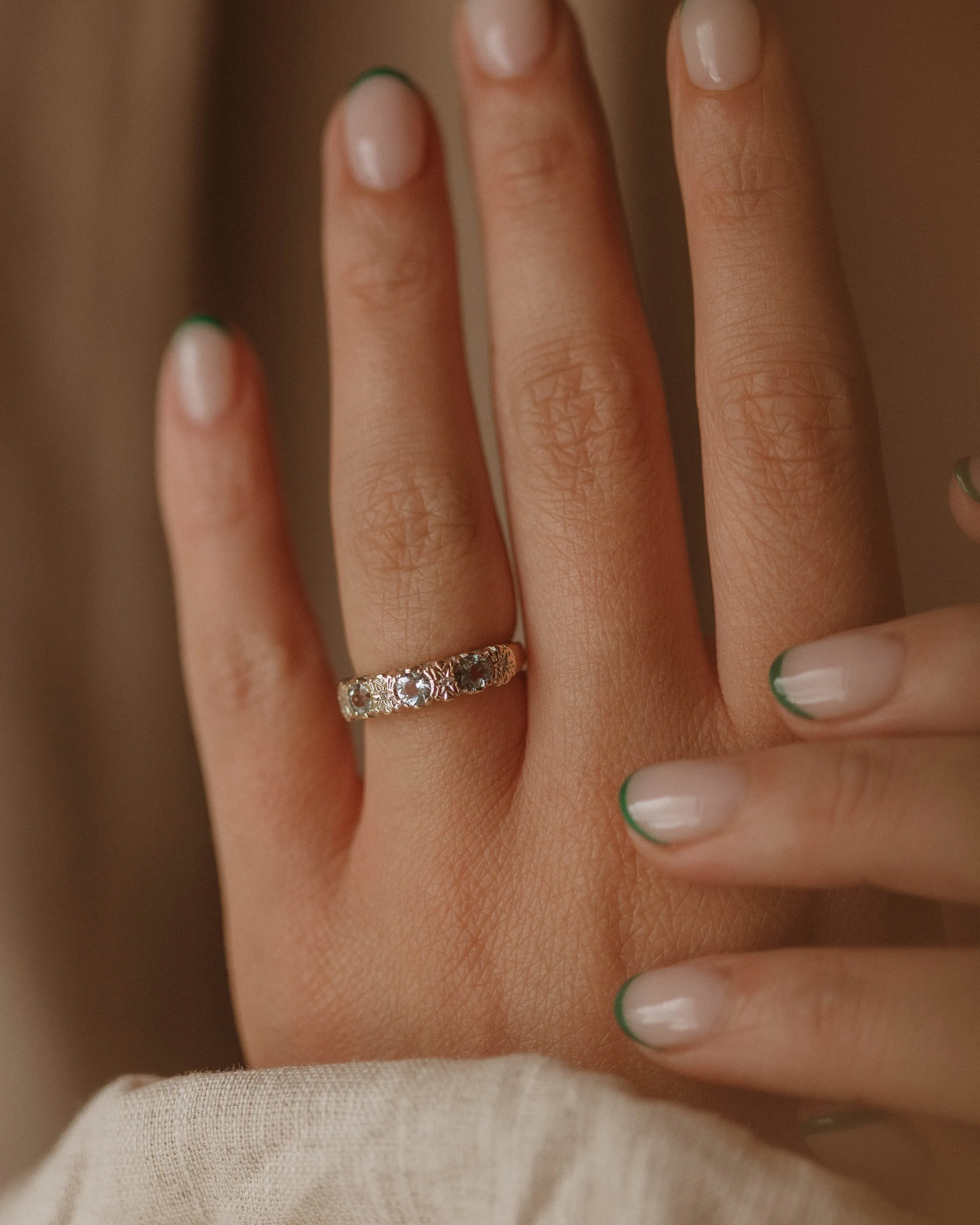 Cleo 1989 9ct Gold Aquamarine & Diamond Ring sold by Rock n Rose