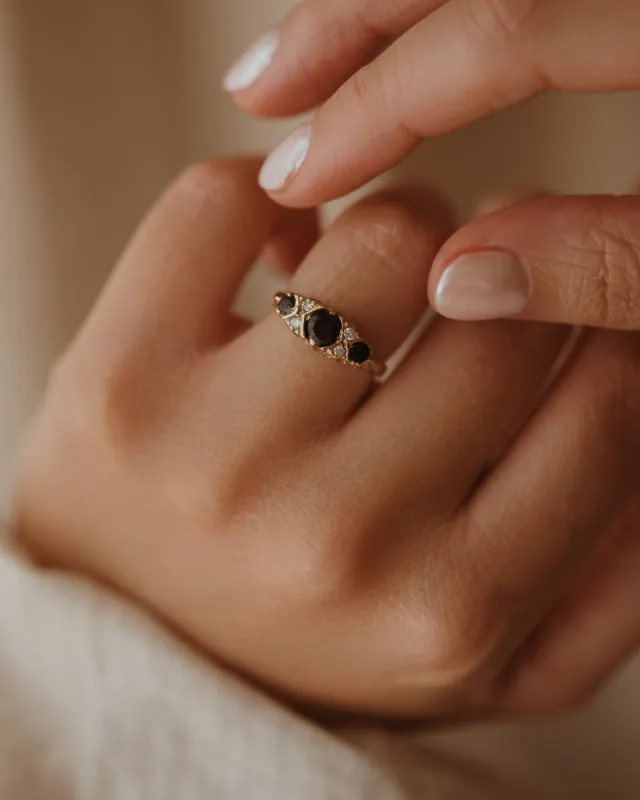 Idella Vintage 9ct Gold Sapphire Trilogy Ring sold by Rock n Rose
