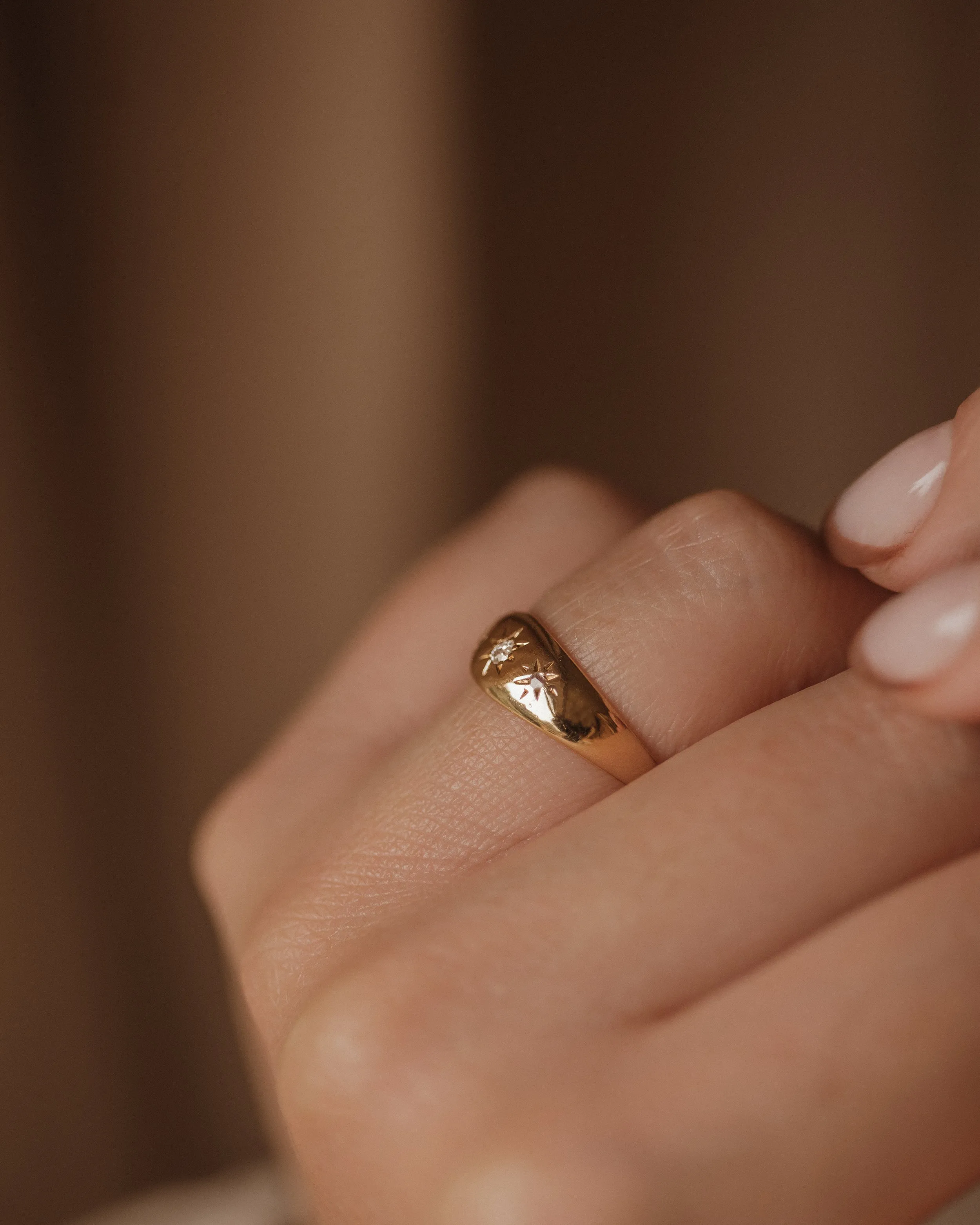 Paulette 1927 Vintage 18ct Gold Star Set Diamond Trilogy Ring sold by Rock n Rose product image thumbnail 2