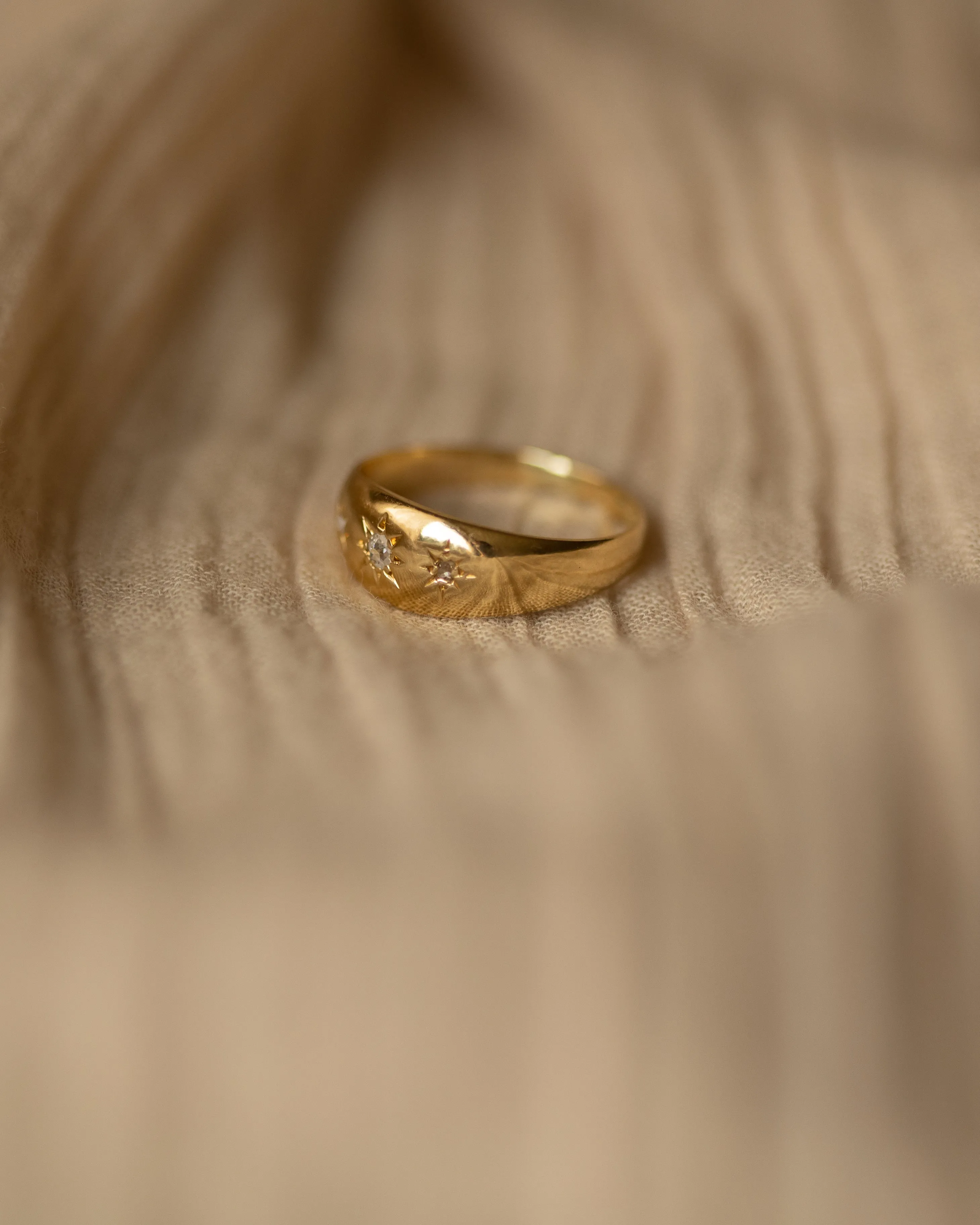 Paulette 1927 Vintage 18ct Gold Star Set Diamond Trilogy Ring sold by Rock n Rose product image thumbnail 4