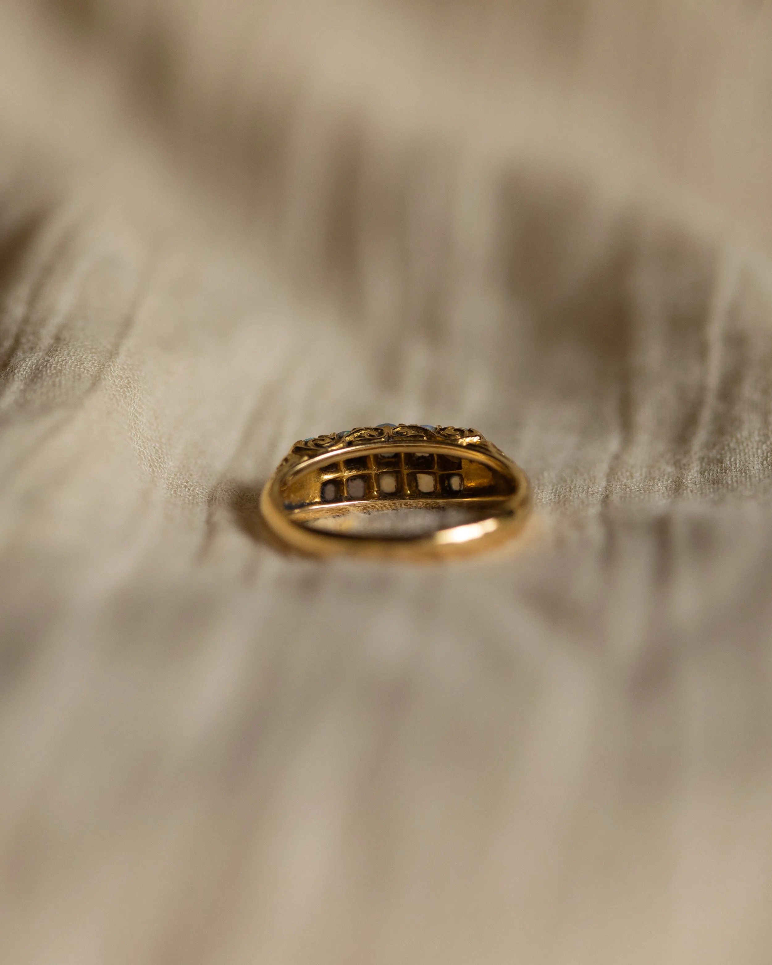 Minerva Antique 18ct Gold Opal Two Row Ring sold by Rock n Rose product image thumbnail 5