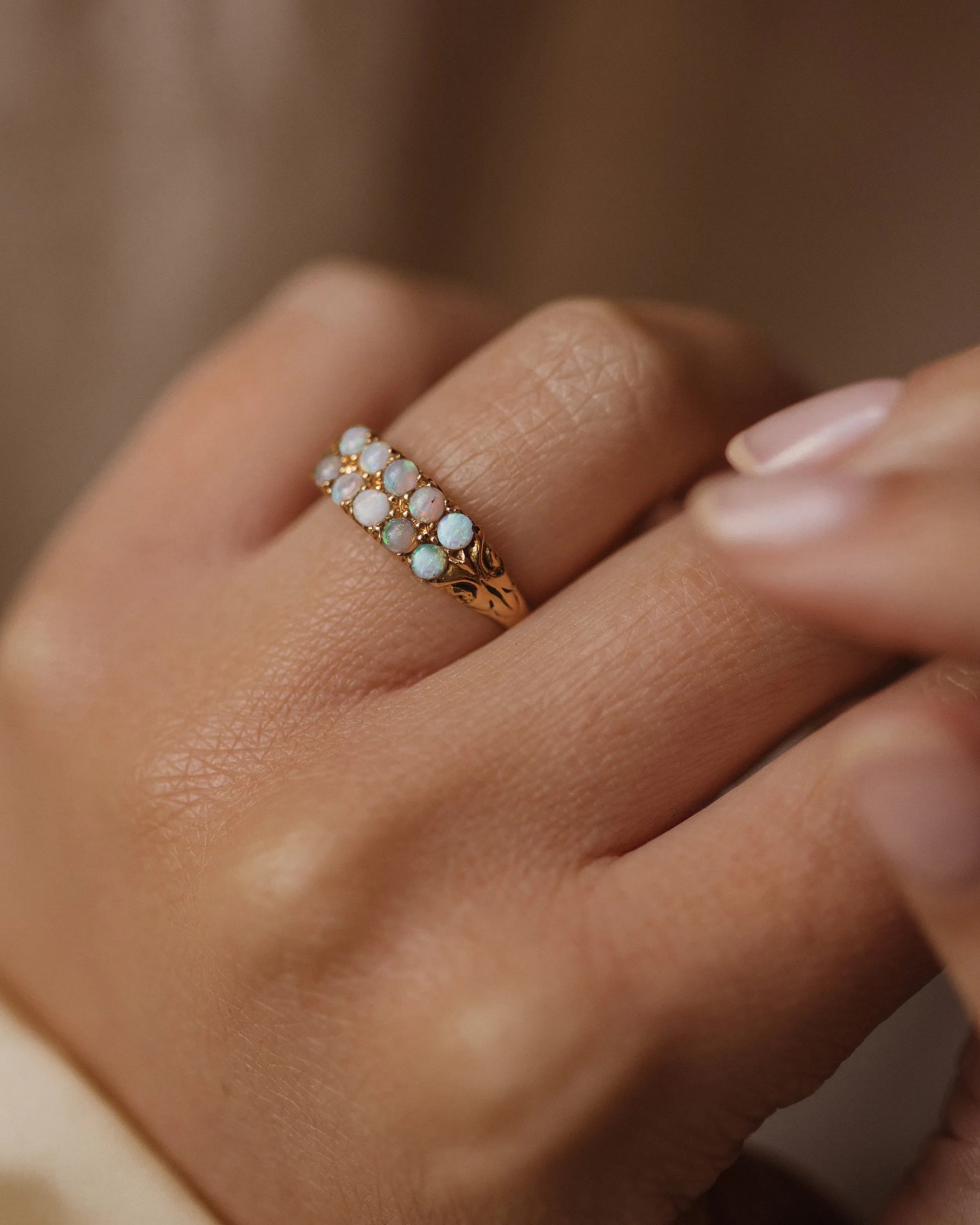 Minerva Antique 18ct Gold Opal Two Row Ring sold by Rock n Rose product image thumbnail 3