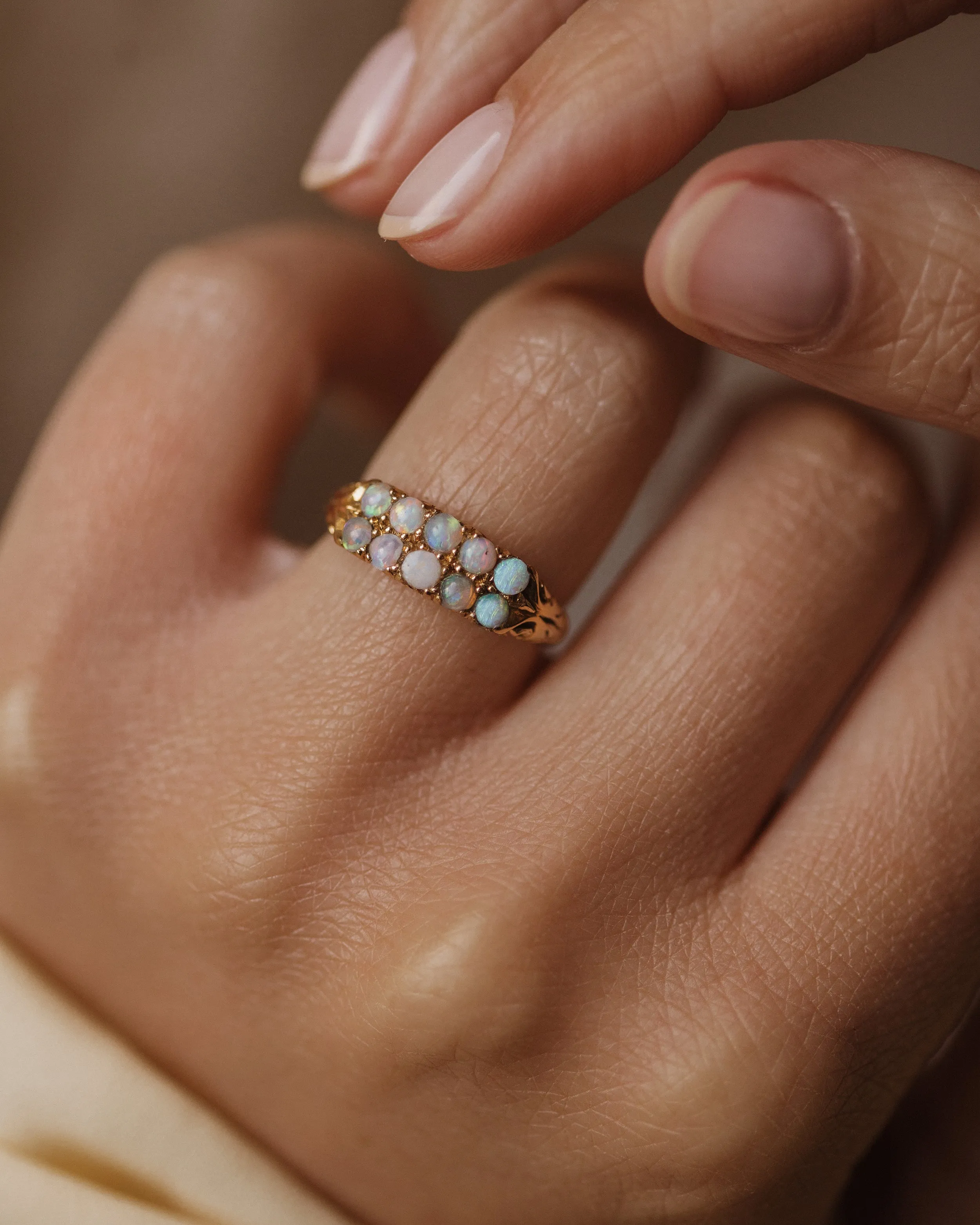 Minerva Antique 18ct Gold Opal Two Row Ring sold by Rock n Rose product image thumbnail 2