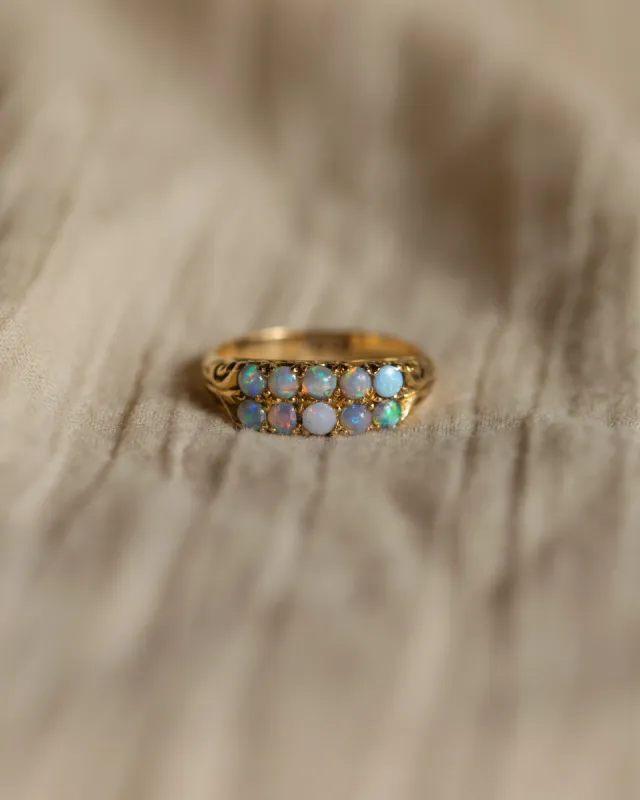 Minerva Antique 18ct Gold Opal Two Row Ring sold by Rock n Rose