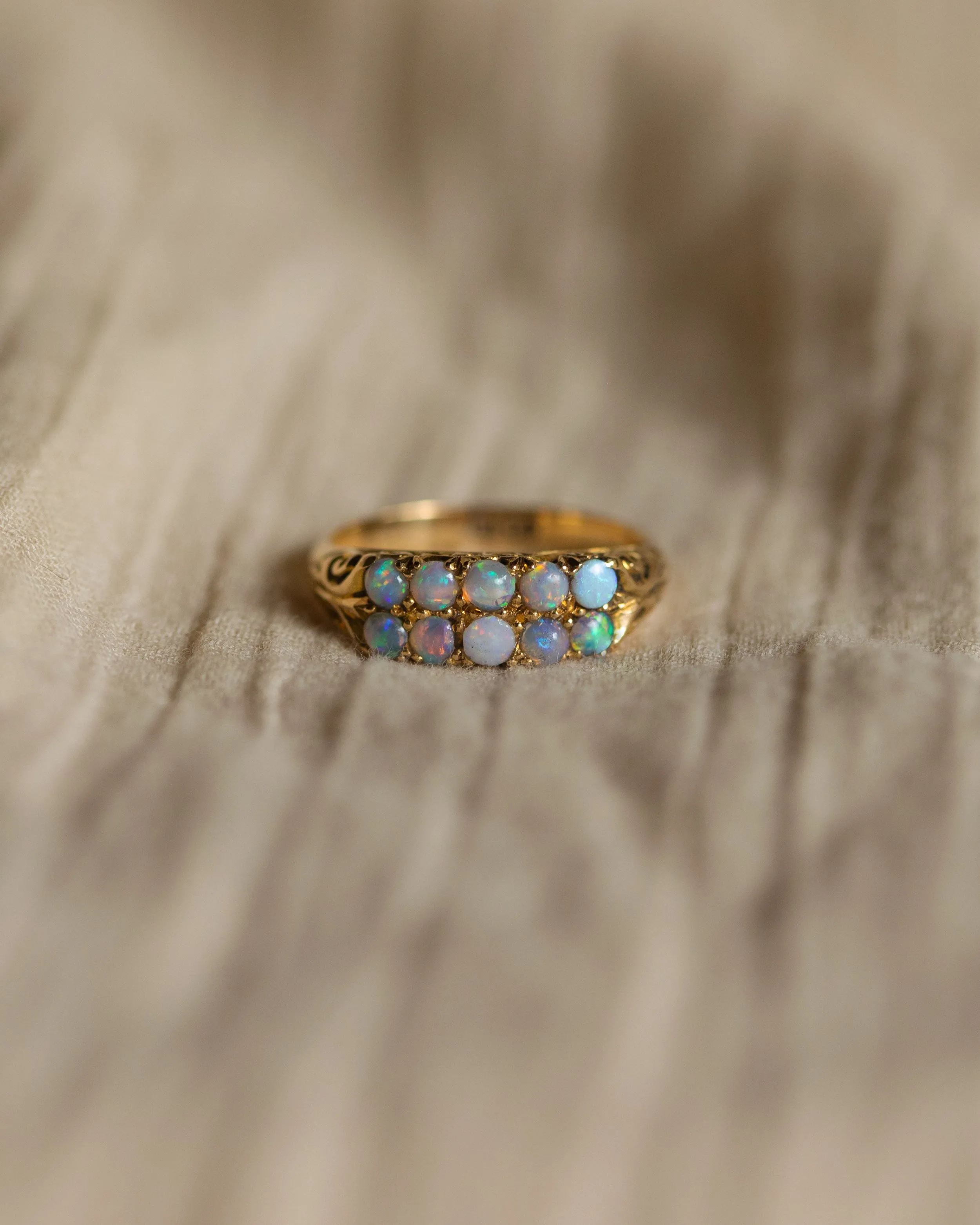 Minerva Antique 18ct Gold Opal Two Row Ring sold by Rock n Rose