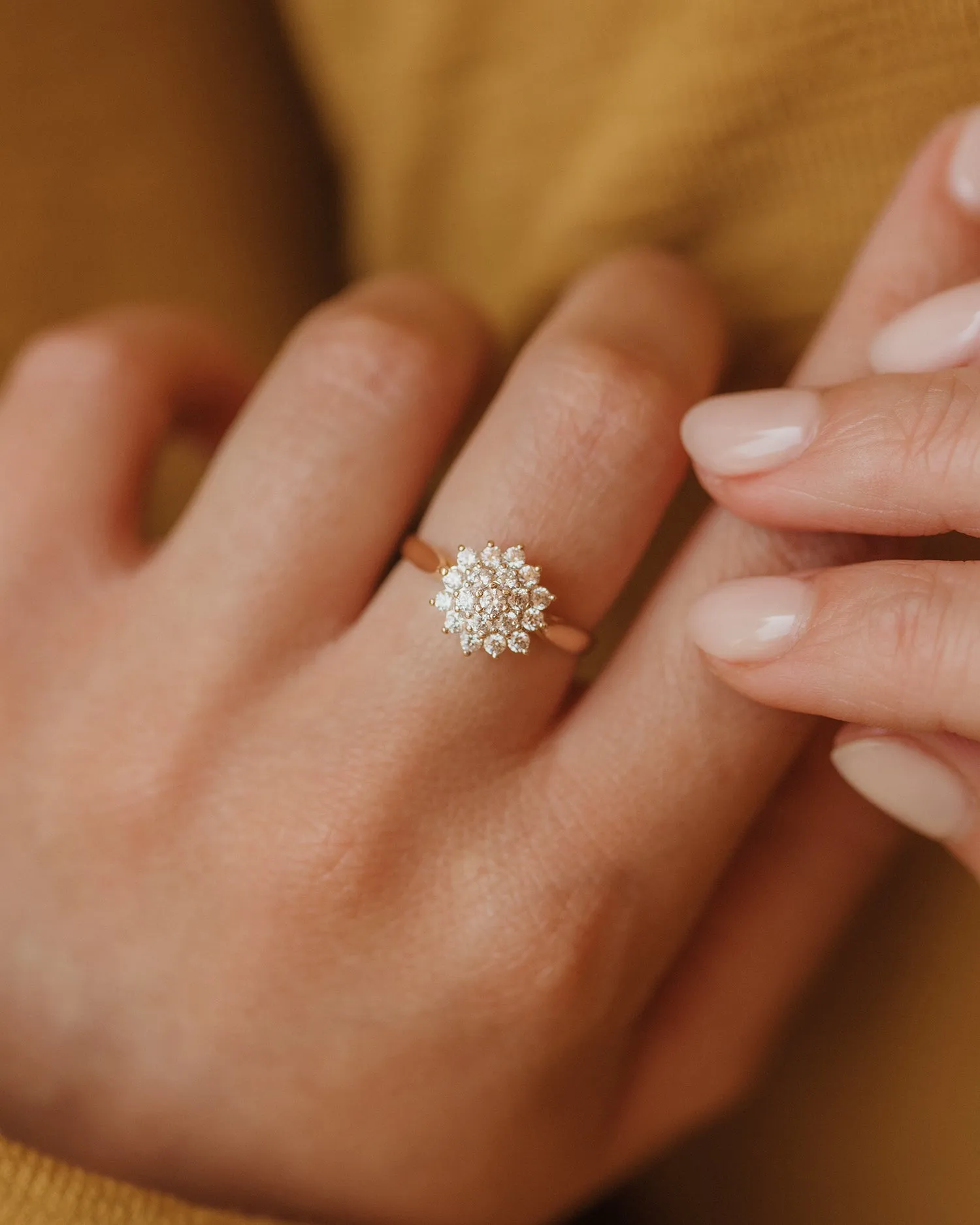 Adela Vintage 9ct Gold CZ Cluster Ring sold by Rock n Rose