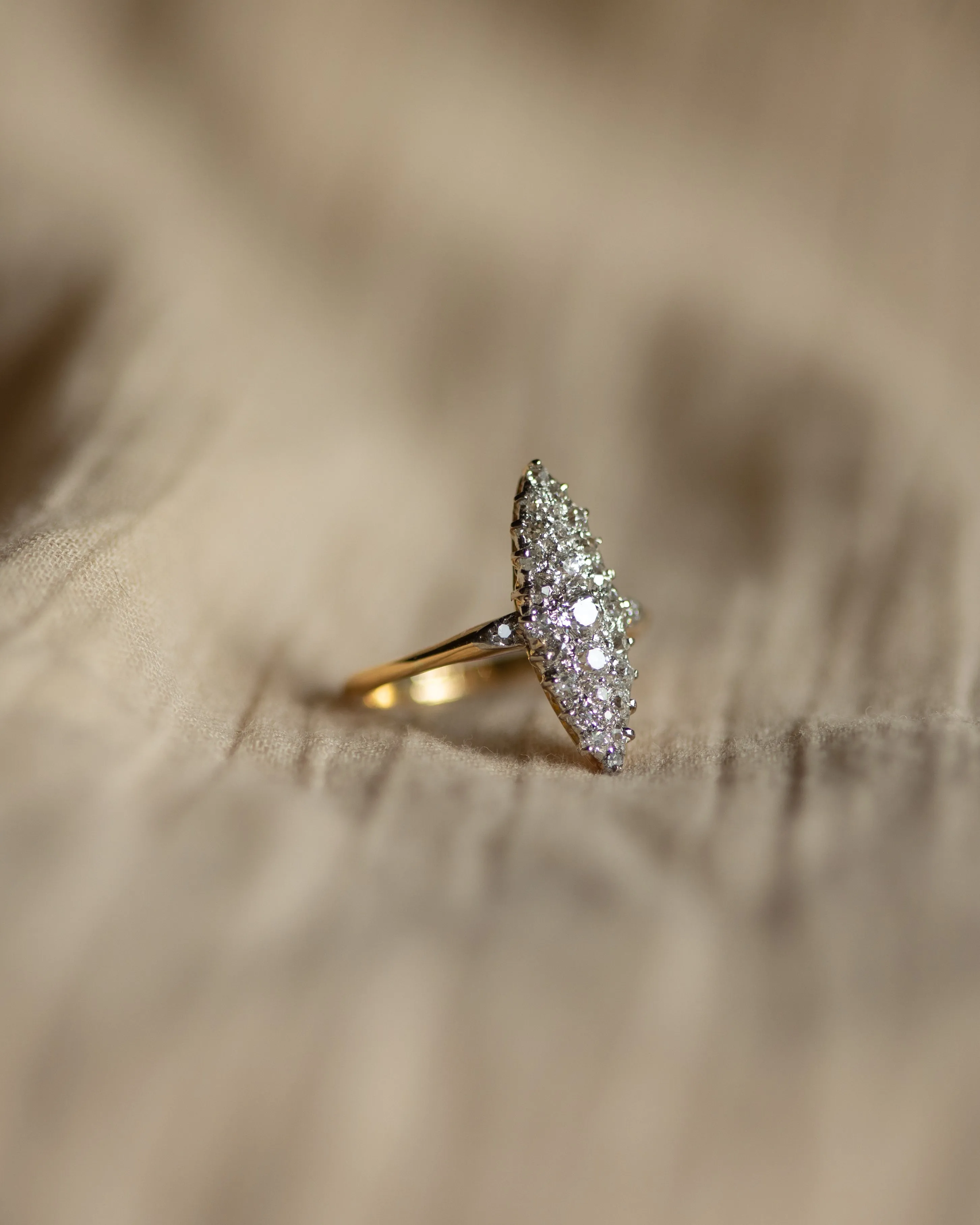 Celeste Antique 18ct Gold Diamond Marquise Ring sold by Rock n Rose product image thumbnail 4