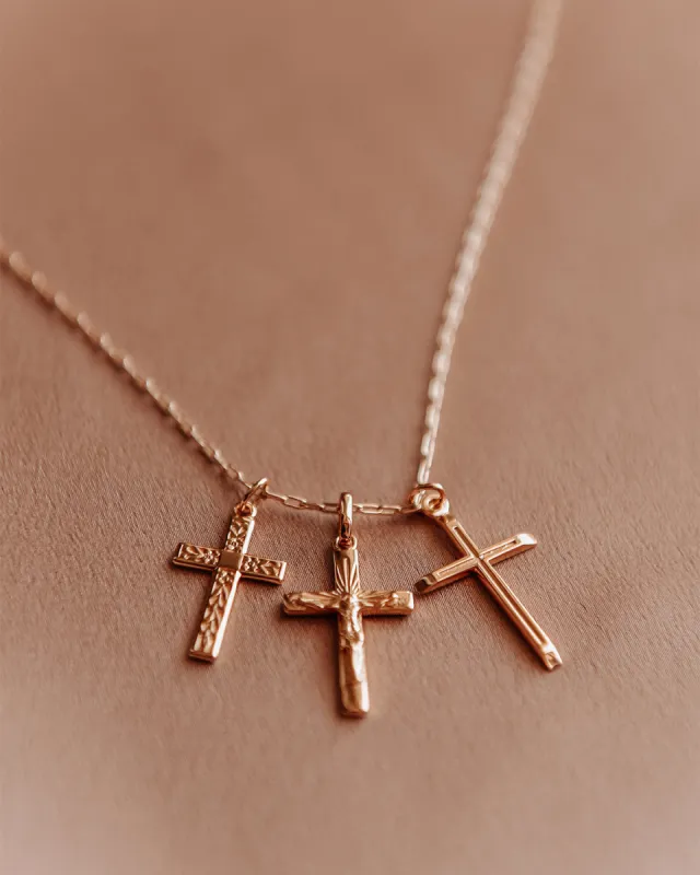 Elspeth Gold Vermeil Cross Trio Necklace made by Rock n Rose