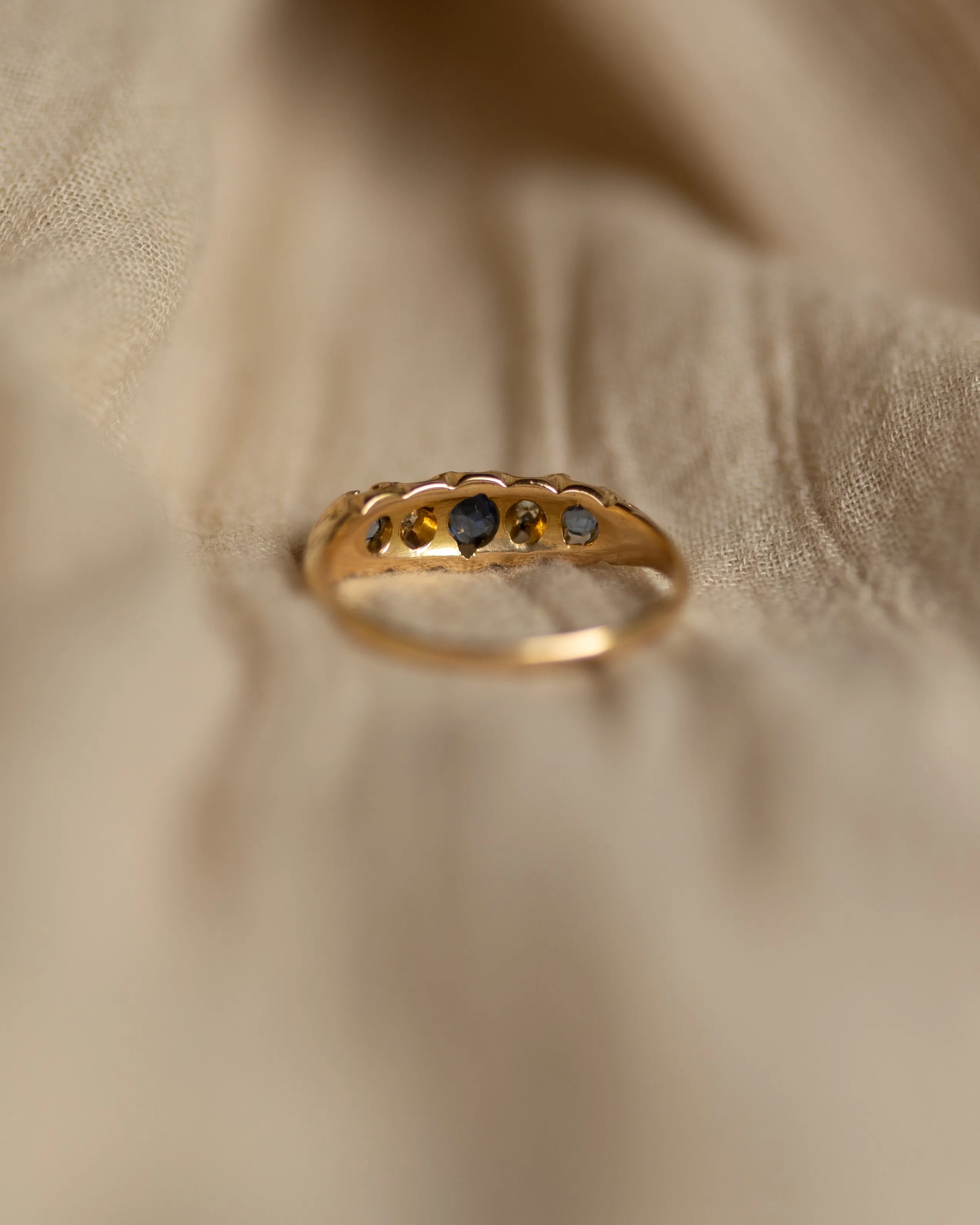 Marlie 1902 Edwardian Antique 18ct Gold Sapphire & Diamond Ring sold by Rock n Rose product image thumbnail 5