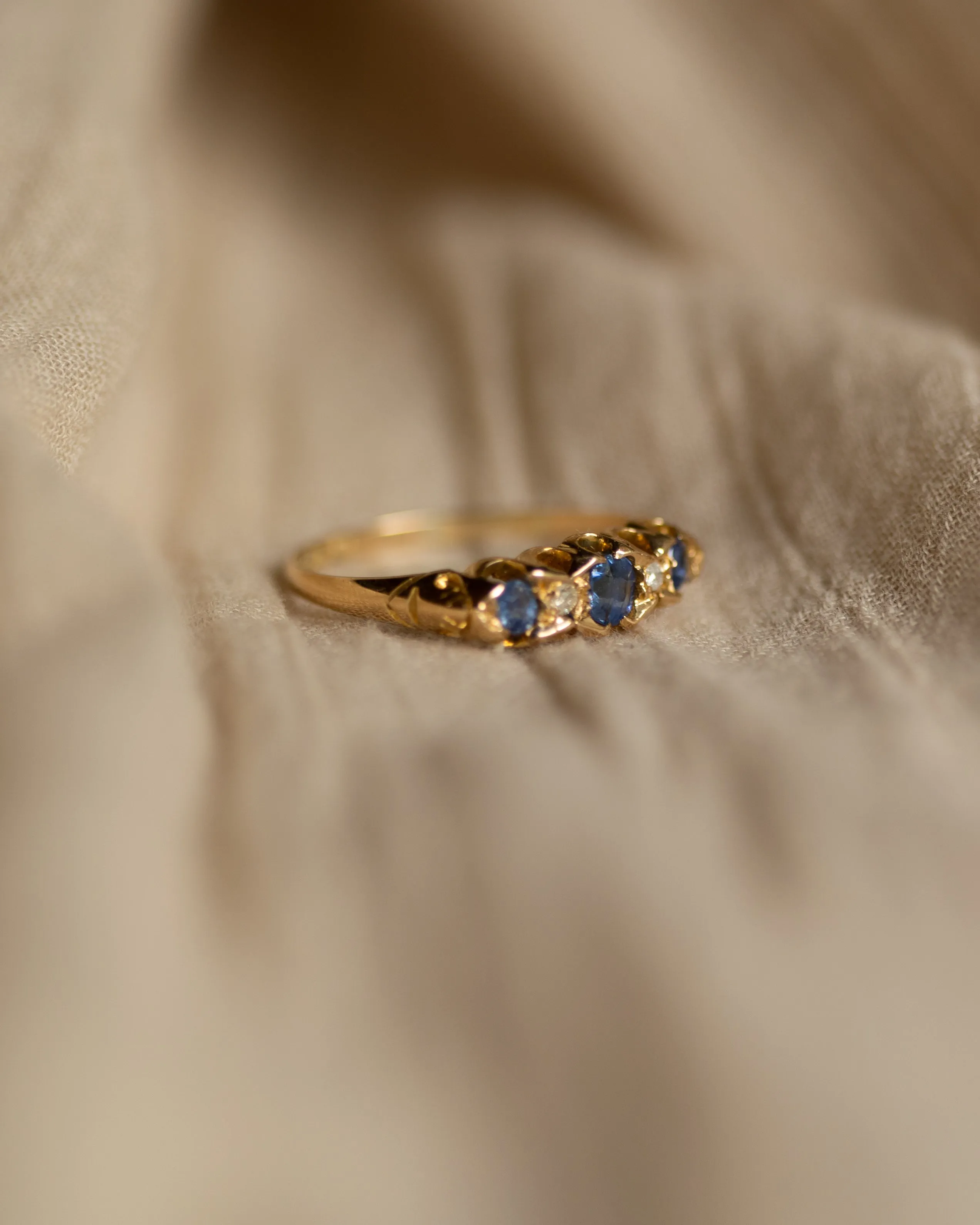 Marlie 1902 Edwardian Antique 18ct Gold Sapphire & Diamond Ring sold by Rock n Rose product image thumbnail 4