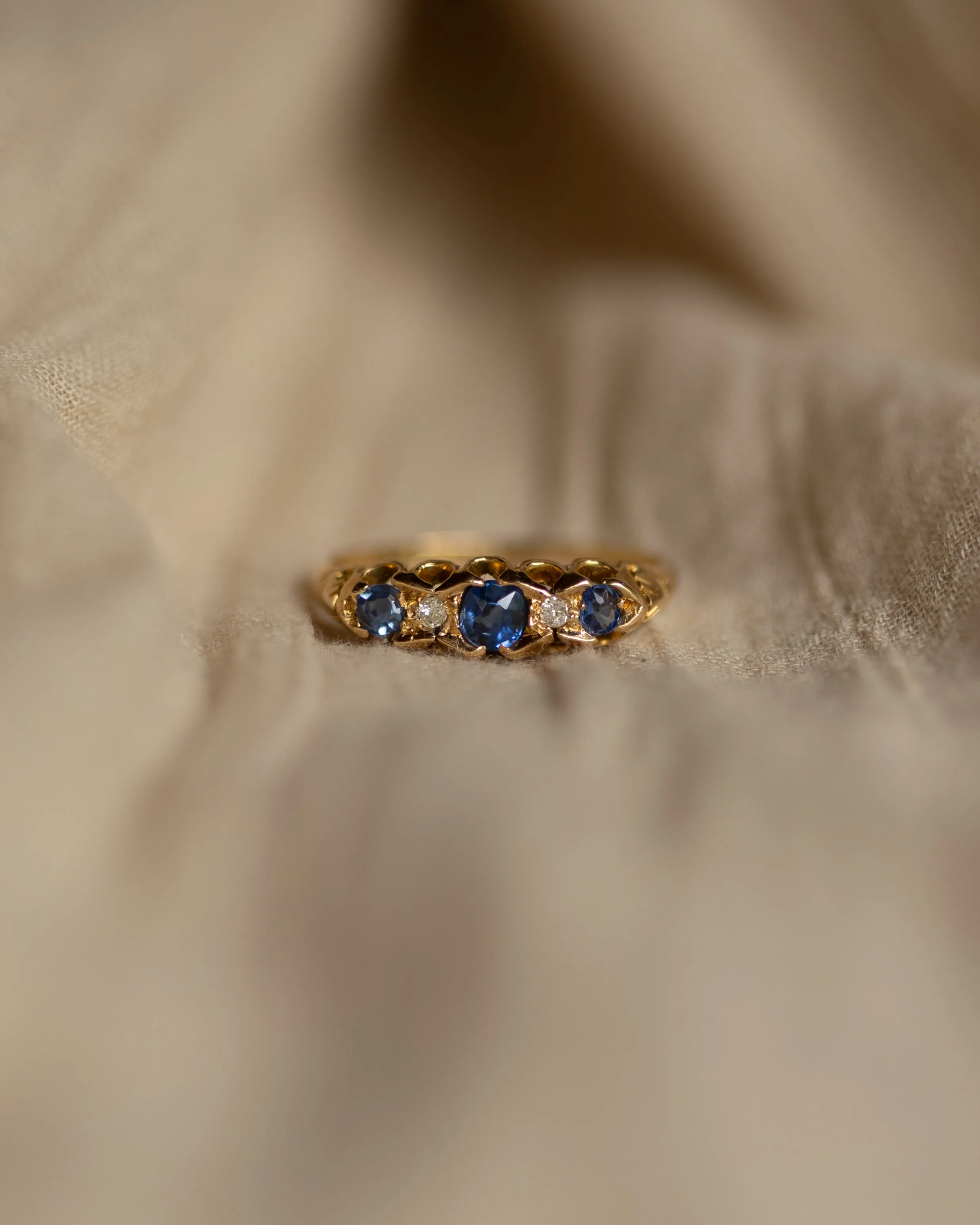 Marlie 1902 Edwardian Antique 18ct Gold Sapphire & Diamond Ring sold by Rock n Rose product image thumbnail 3
