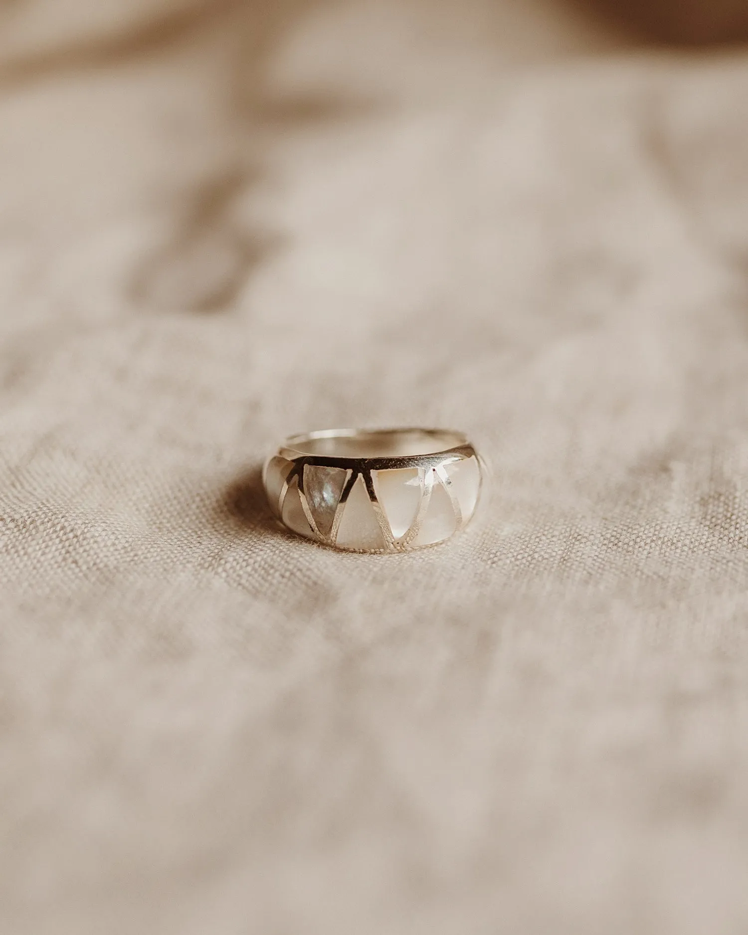 Ingrid Recycled Sterling Silver Mother of Pearl Inlay Ring sold by Rock n Rose product image thumbnail 2