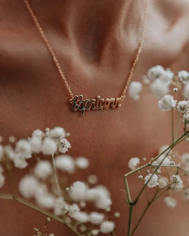 Capricorn Zodiac Nameplate Necklace sold by Rock n Rose