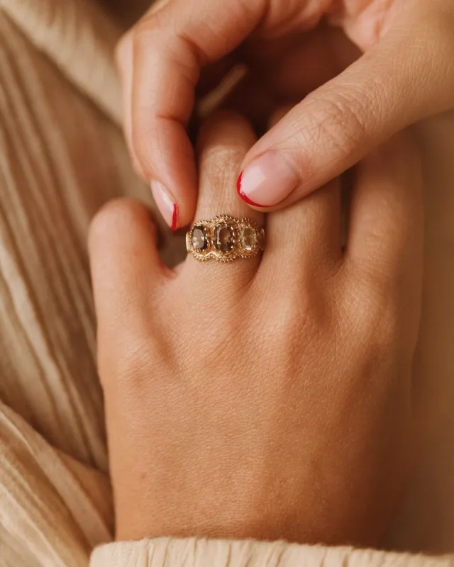 Maude 1975 9ct Gold Citrine Trilogy Ring sold by Rock n Rose