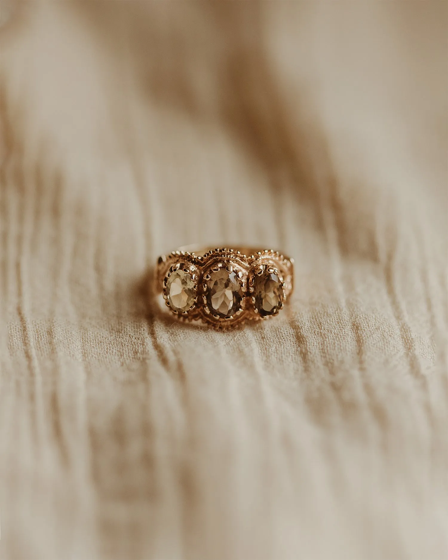 Maude 1975 9ct Gold Citrine Trilogy Ring sold by Rock n Rose product image thumbnail 2