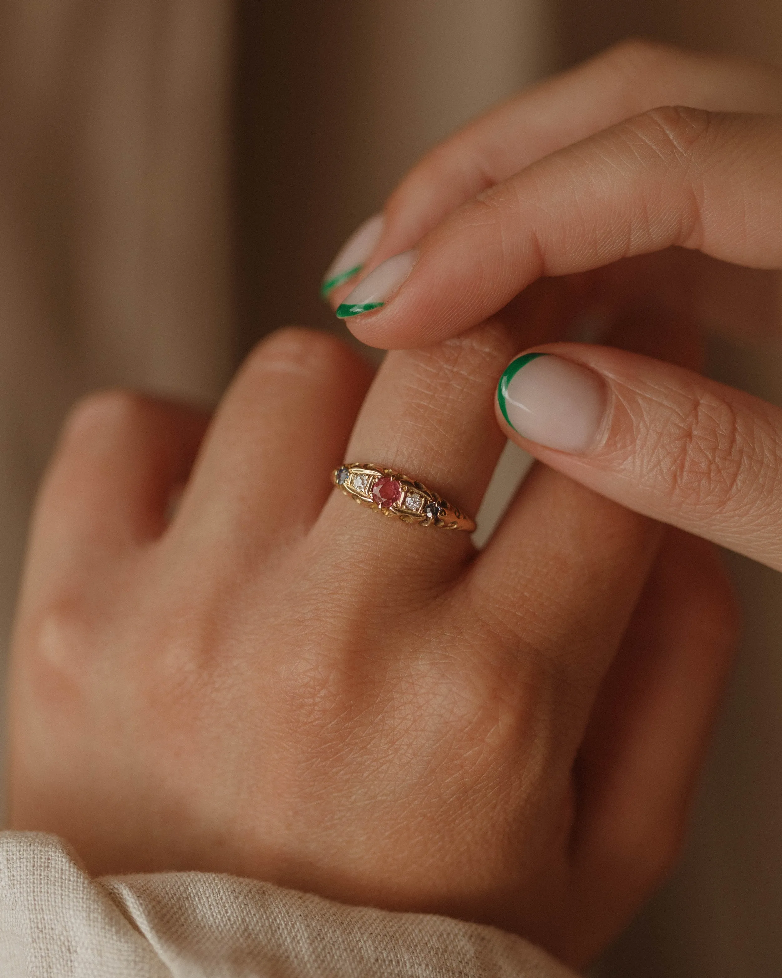 Annabeth 1906 18ct Gold Ruby, Sapphire & Diamond Ring sold by Rock n Rose product image thumbnail 5