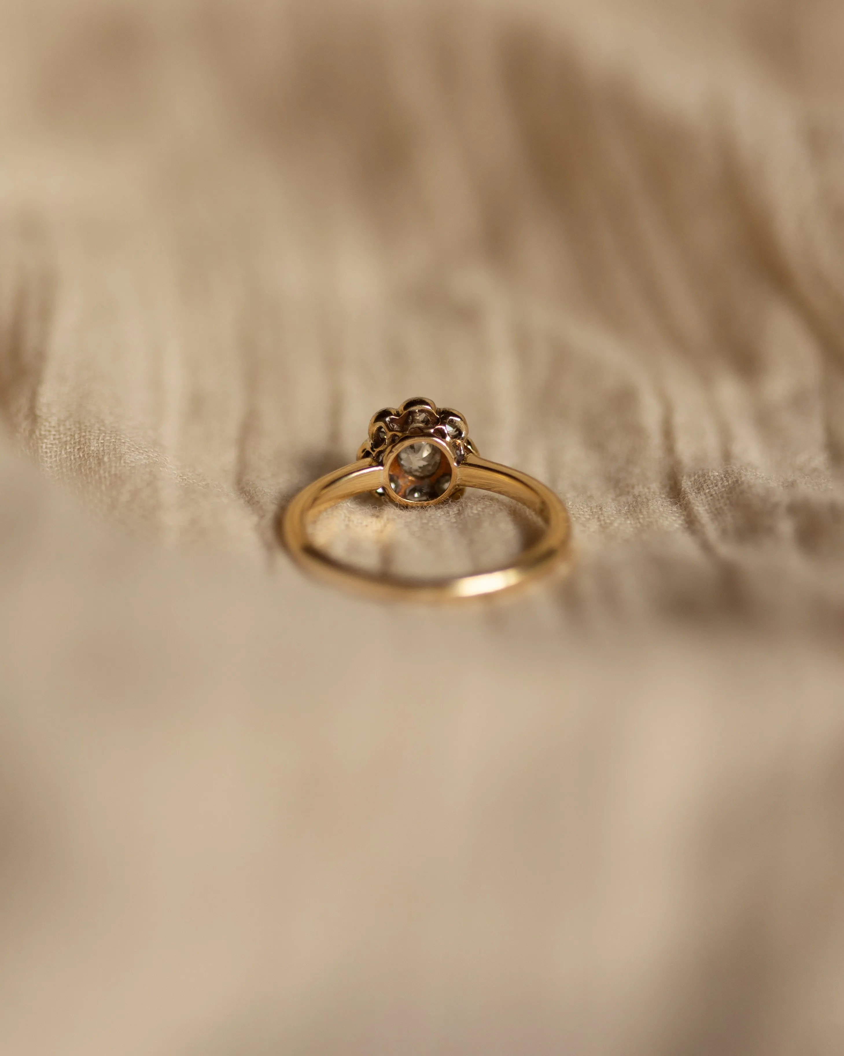 Franchette Antique Edwardian 18ct Gold Diamond Daisy Cluster Ring sold by Rock n Rose product image thumbnail 5