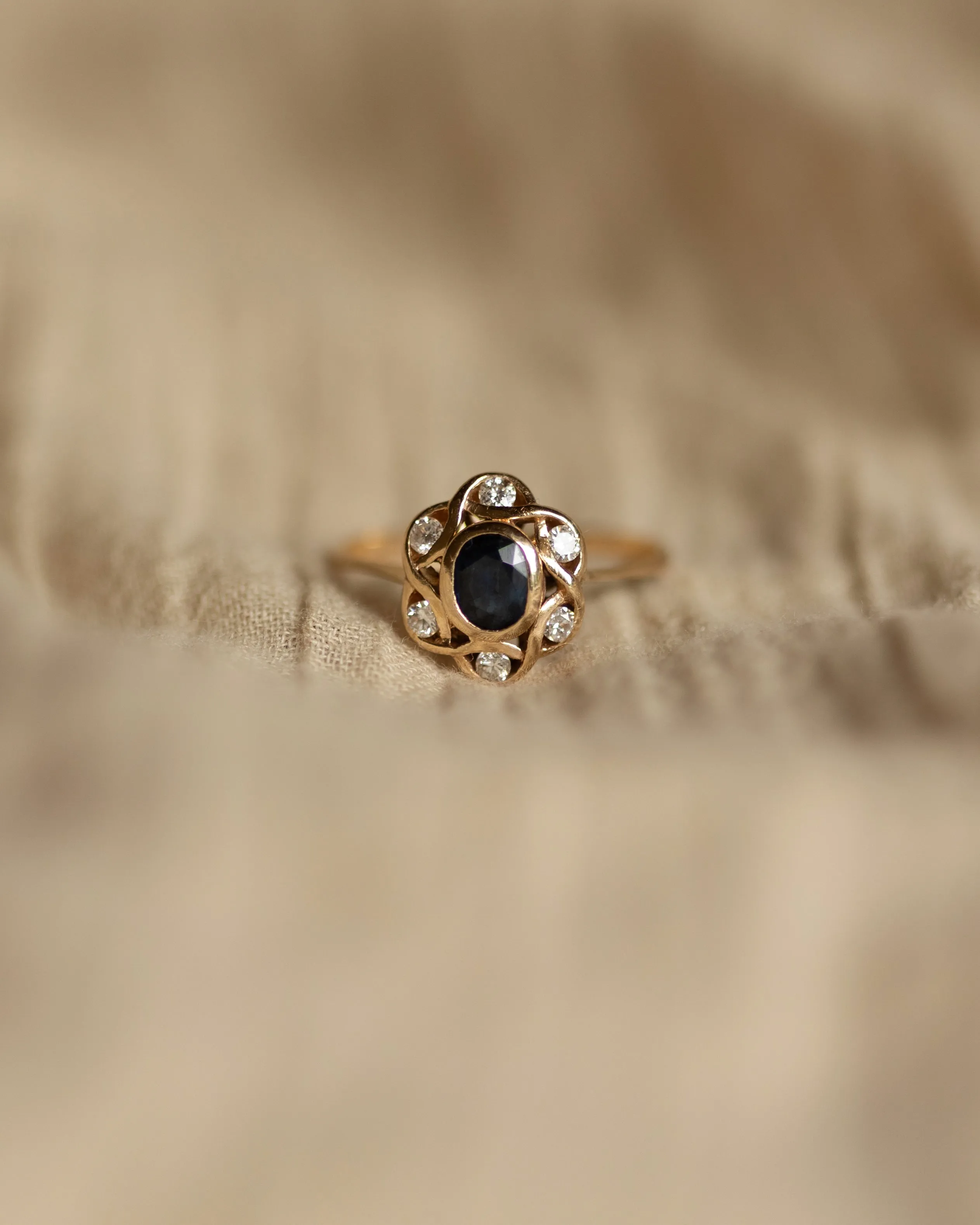 Clair Vintage 14ct Gold Sapphire & Diamond Cluster Ring sold by Rock n Rose product image thumbnail 3