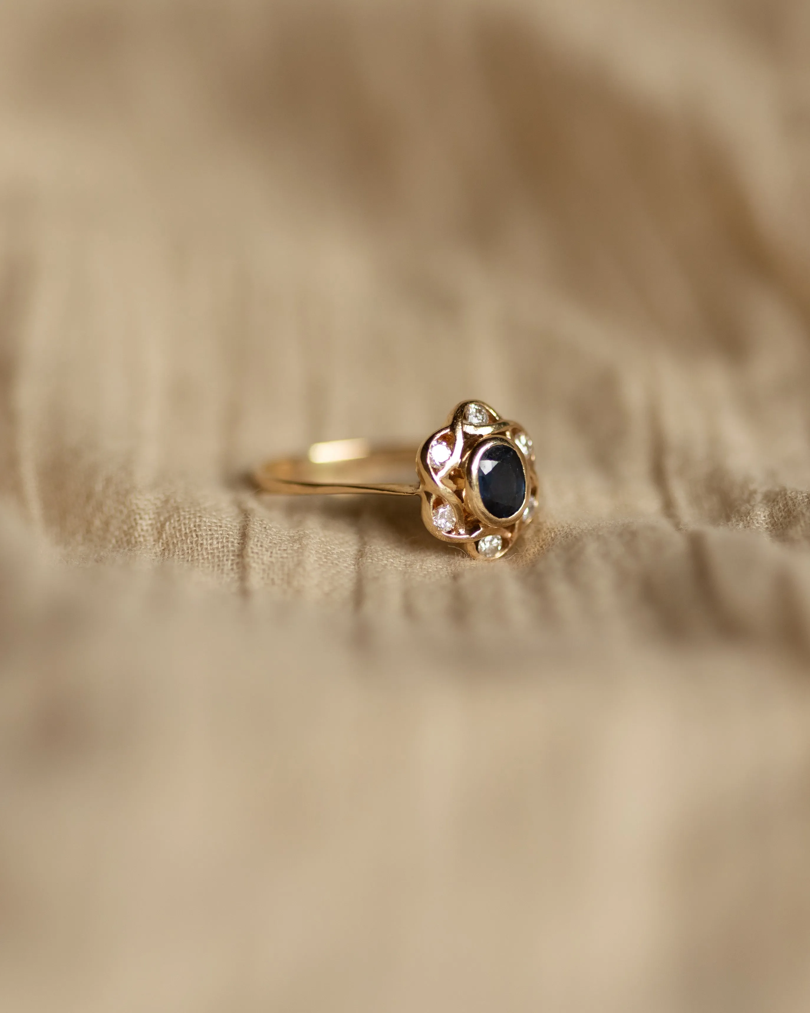 Clair Vintage 14ct Gold Sapphire & Diamond Cluster Ring sold by Rock n Rose product image thumbnail 4