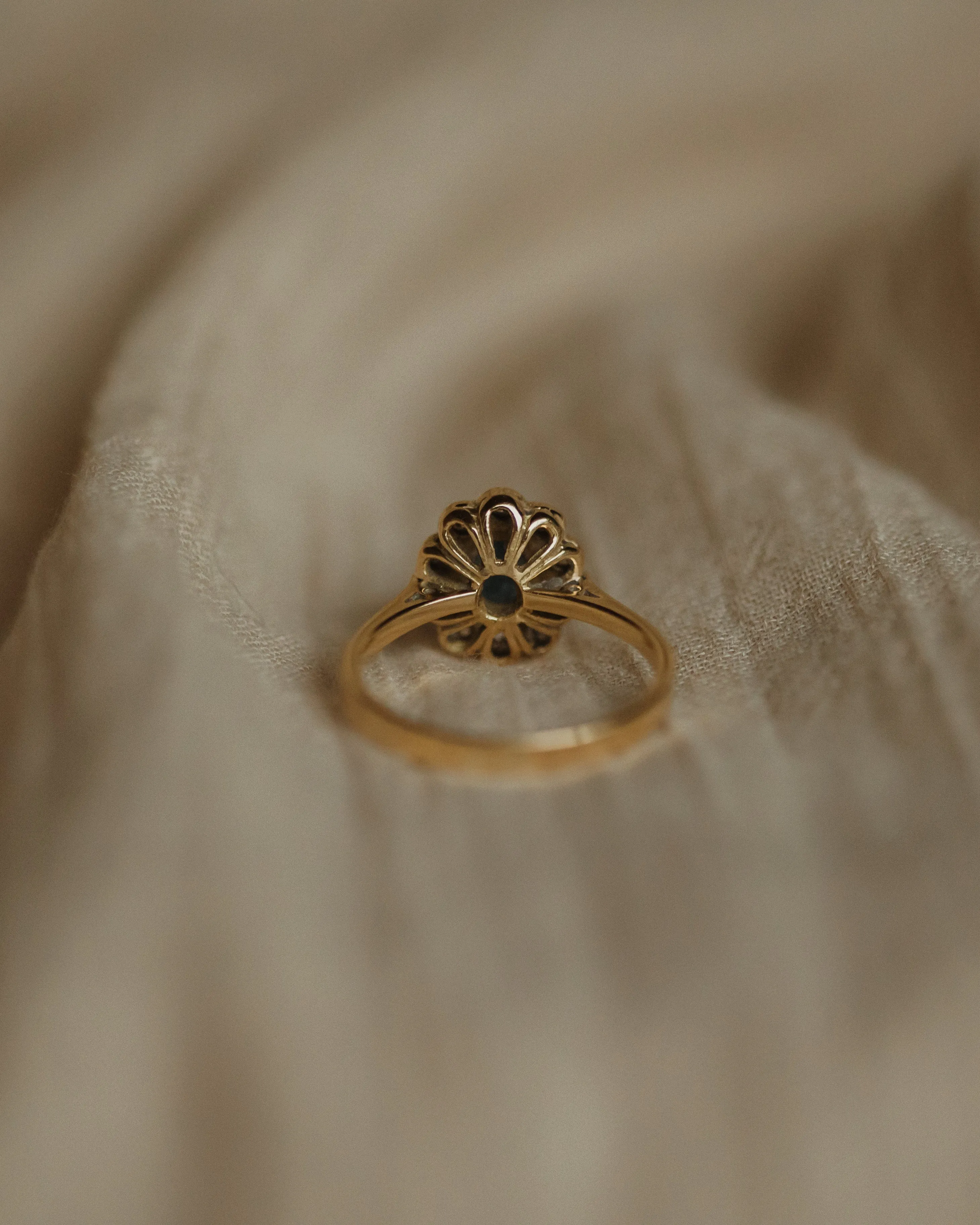 Dorothea 1985 Vintage 18ct Gold Sapphire & Diamond Cluster Ring sold by Rock n Rose product image thumbnail 5