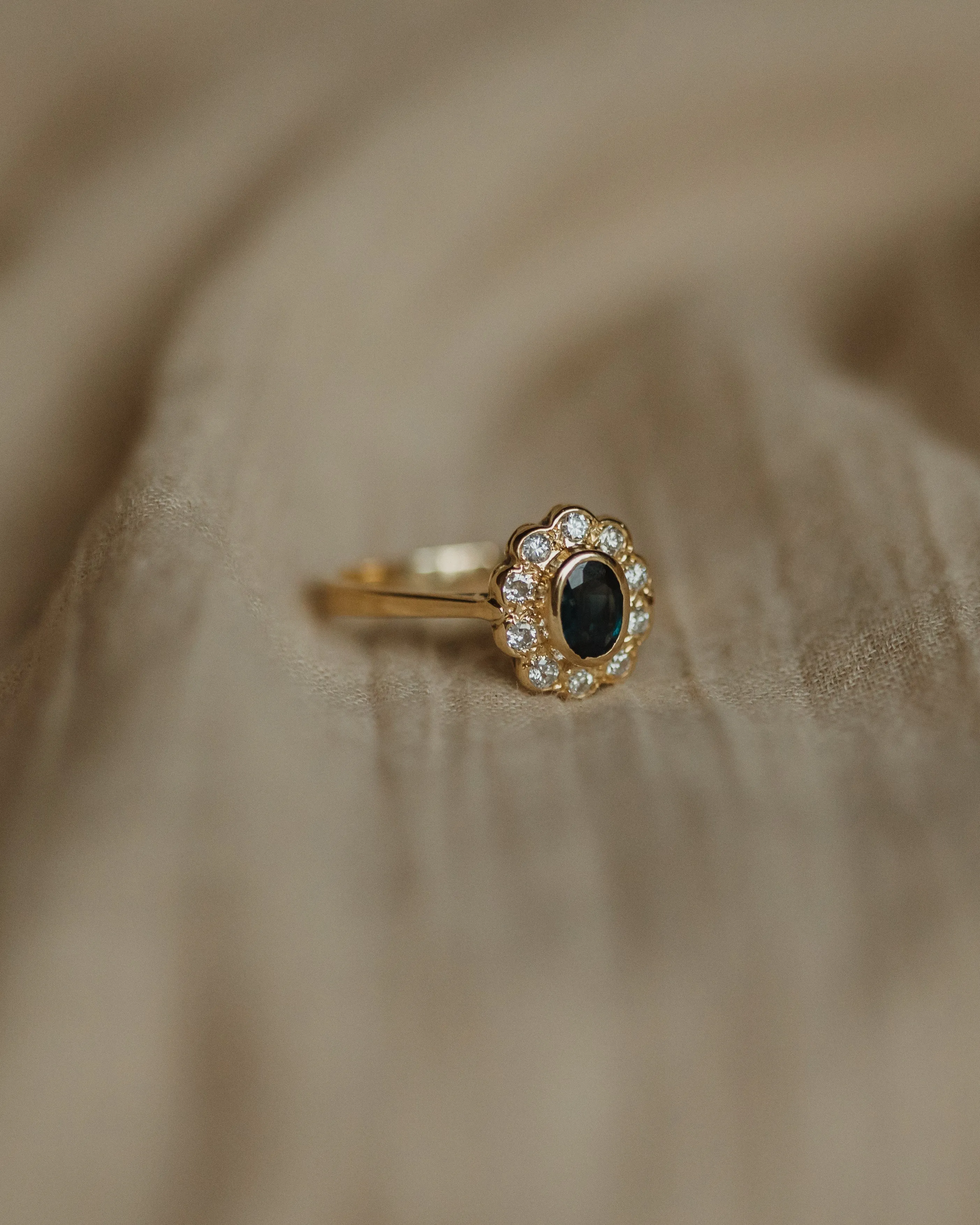 Dorothea 1985 Vintage 18ct Gold Sapphire & Diamond Cluster Ring sold by Rock n Rose product image thumbnail 4