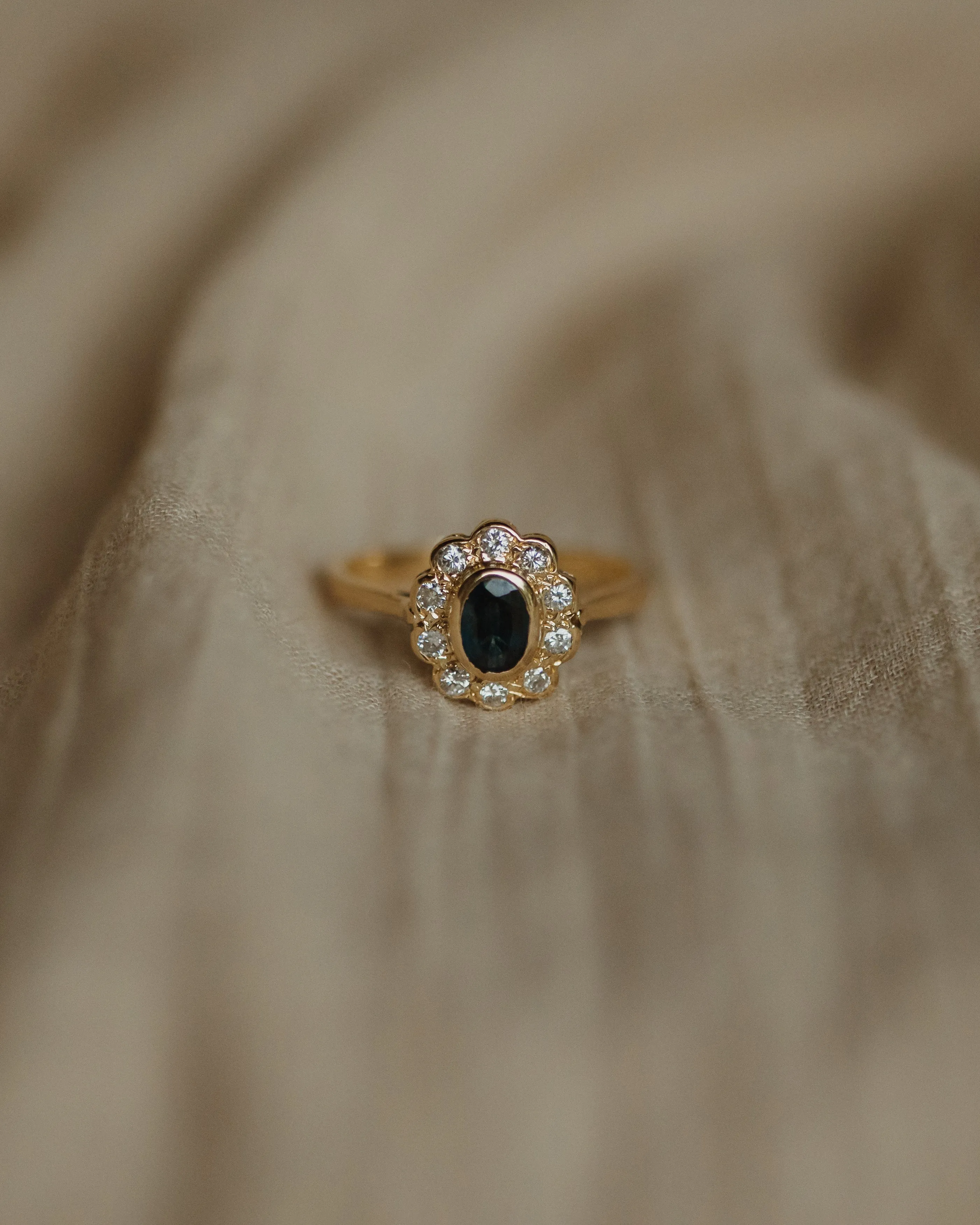 Dorothea 1985 Vintage 18ct Gold Sapphire & Diamond Cluster Ring sold by Rock n Rose product image thumbnail 3