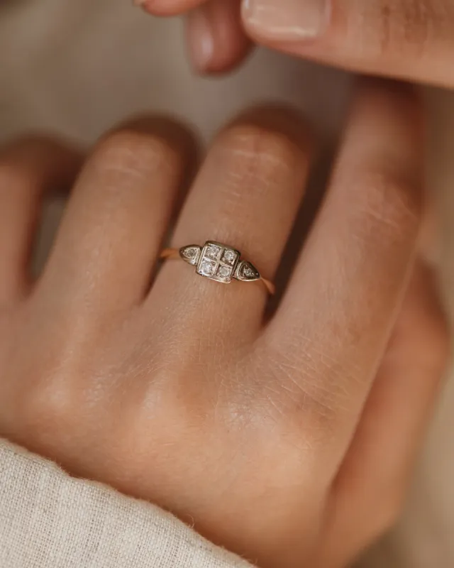 Alexandrine Antique Art Deco 18ct Gold Diamond Ring sold by Rock n Rose