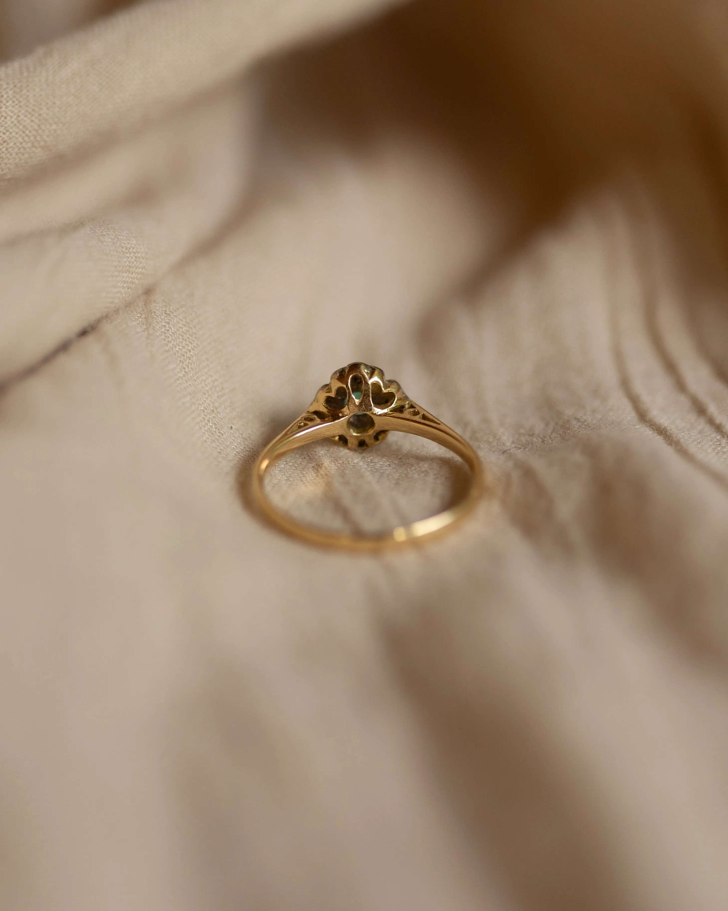 Amity 1970 Vintage 18ct Gold Emerald & Diamond Cluster Ring sold by Rock n Rose product image thumbnail 5